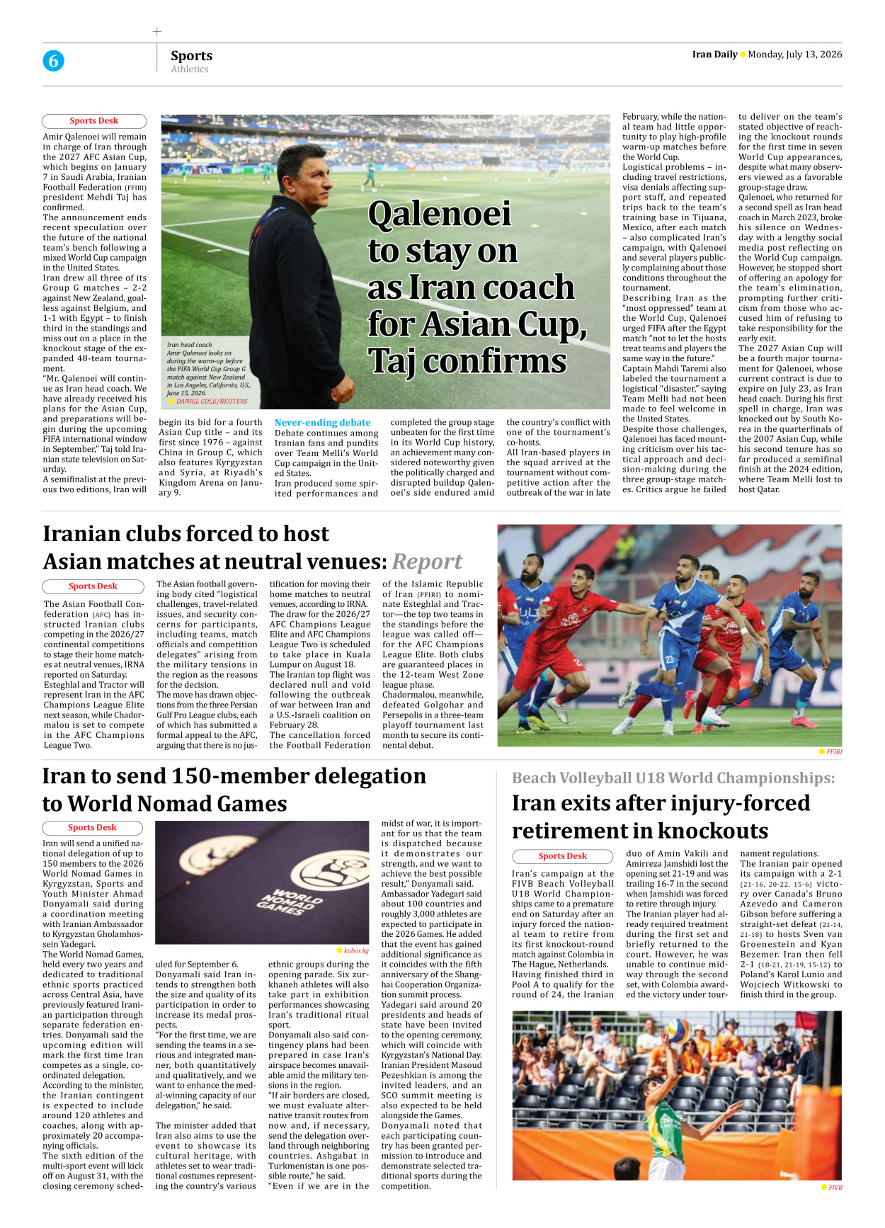 Iran Daily - Number Eight Thousand One Hundred and Sixty Two - 13 July 2026 - Page 6