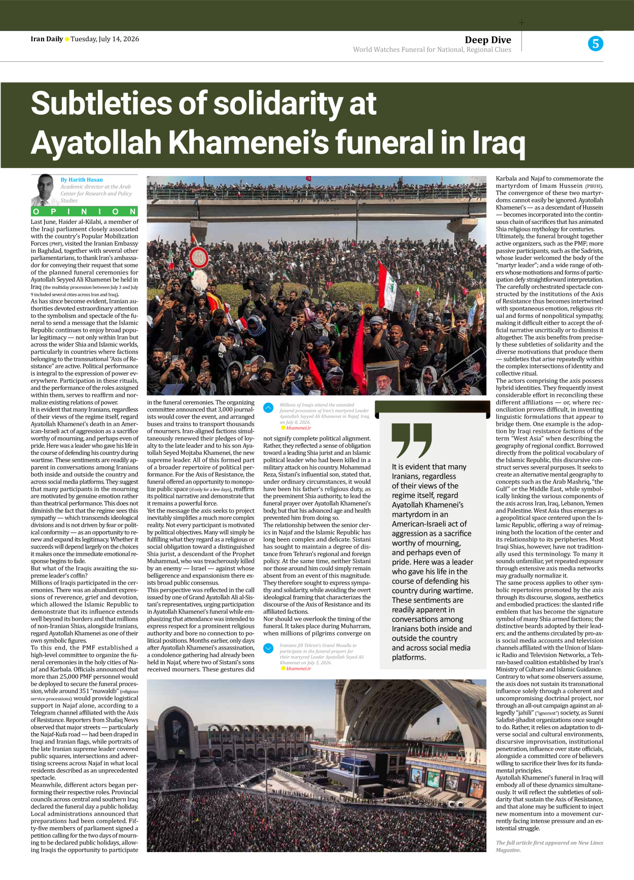 Iran Daily - Number Eight Thousand One Hundred and Sixty Three - 14 July 2026 - Page 5