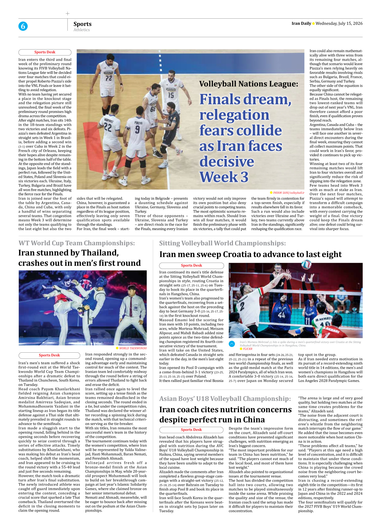 Iran Daily - Number Eight Thousand One Hundred and Sixty Four - 15 July 2026 - Page 6