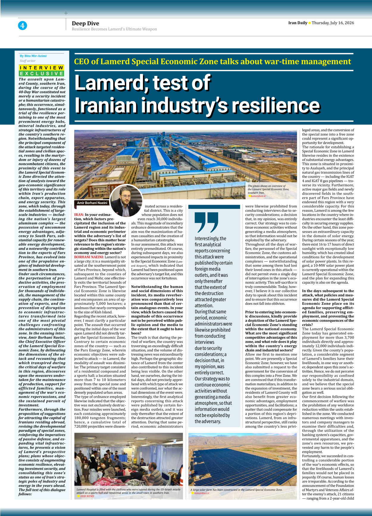 Iran Daily - Number Eight Thousand One Hundred and Sixty Five - 16 July 2026 - Page 4