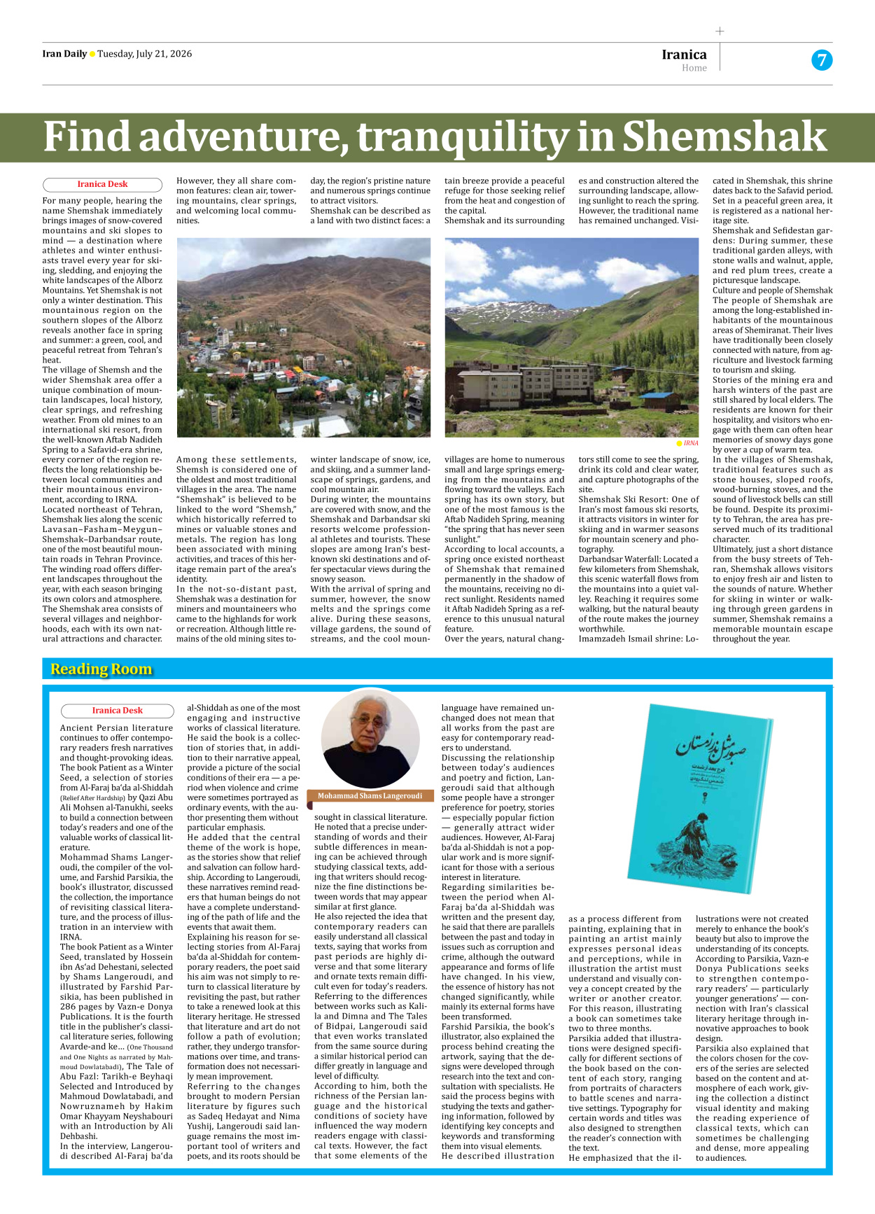 Iran Daily - Number Eight Thousand One Hundred and Sixty Nine - 21 July 2026 - Page 7