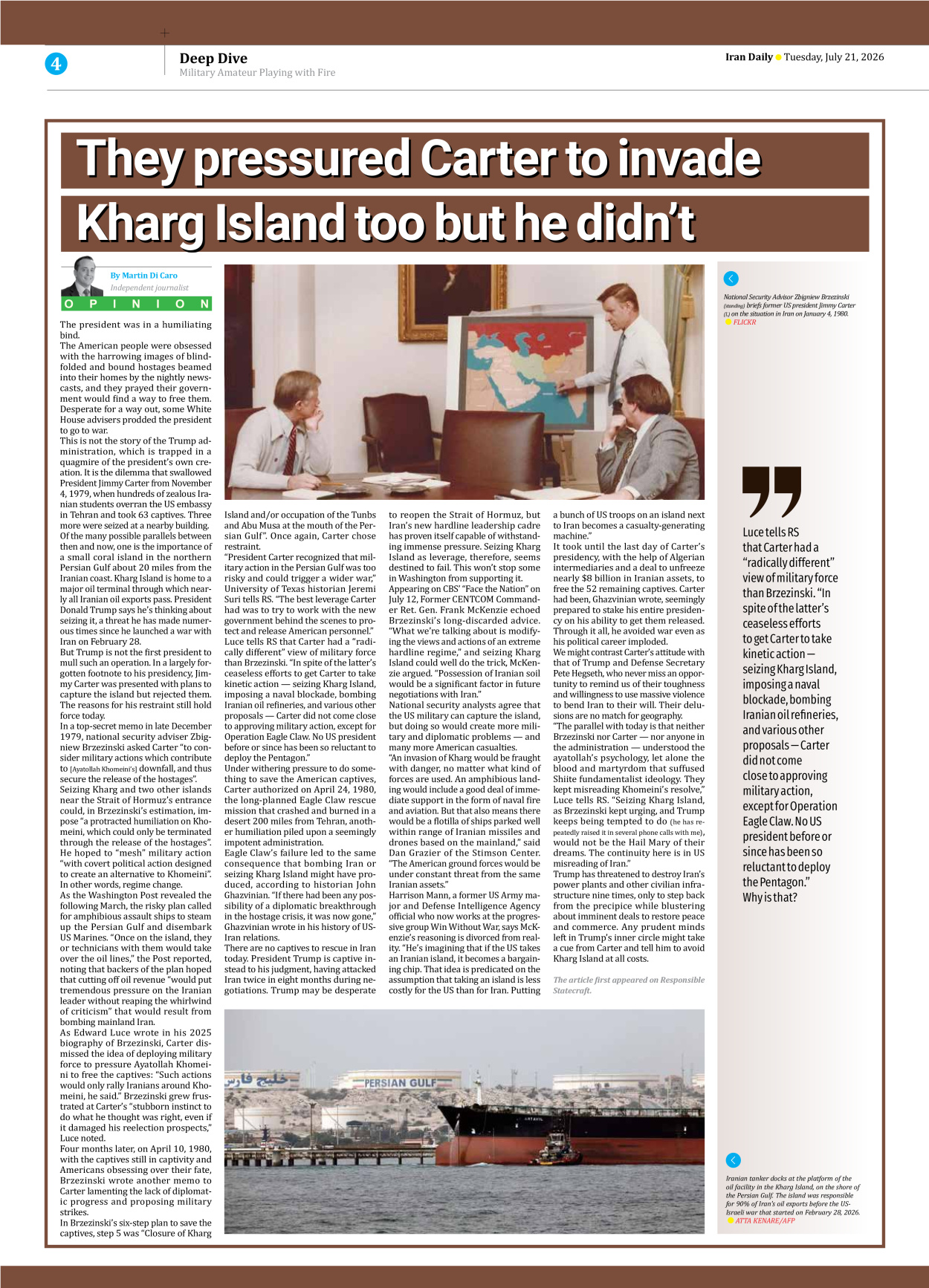 Iran Daily - Number Eight Thousand One Hundred and Sixty Nine - 21 July 2026 - Page 4