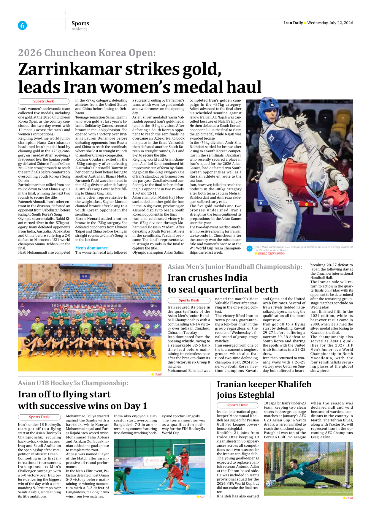 Iran Daily - Number Eight Thousand One Hundred and Seventy - 22 July 2026 - Page 6