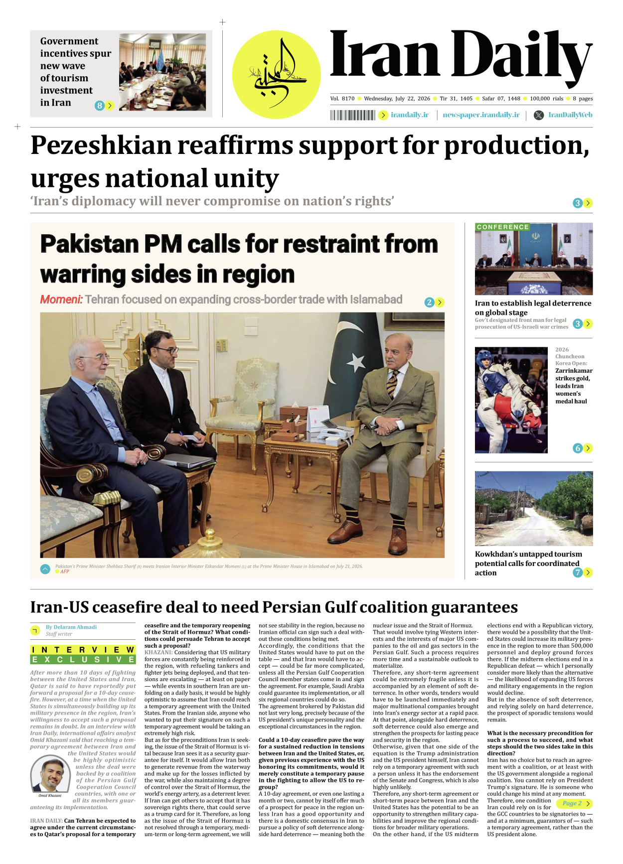 Iran Daily - Number Eight Thousand One Hundred and Seventy - 22 July 2026