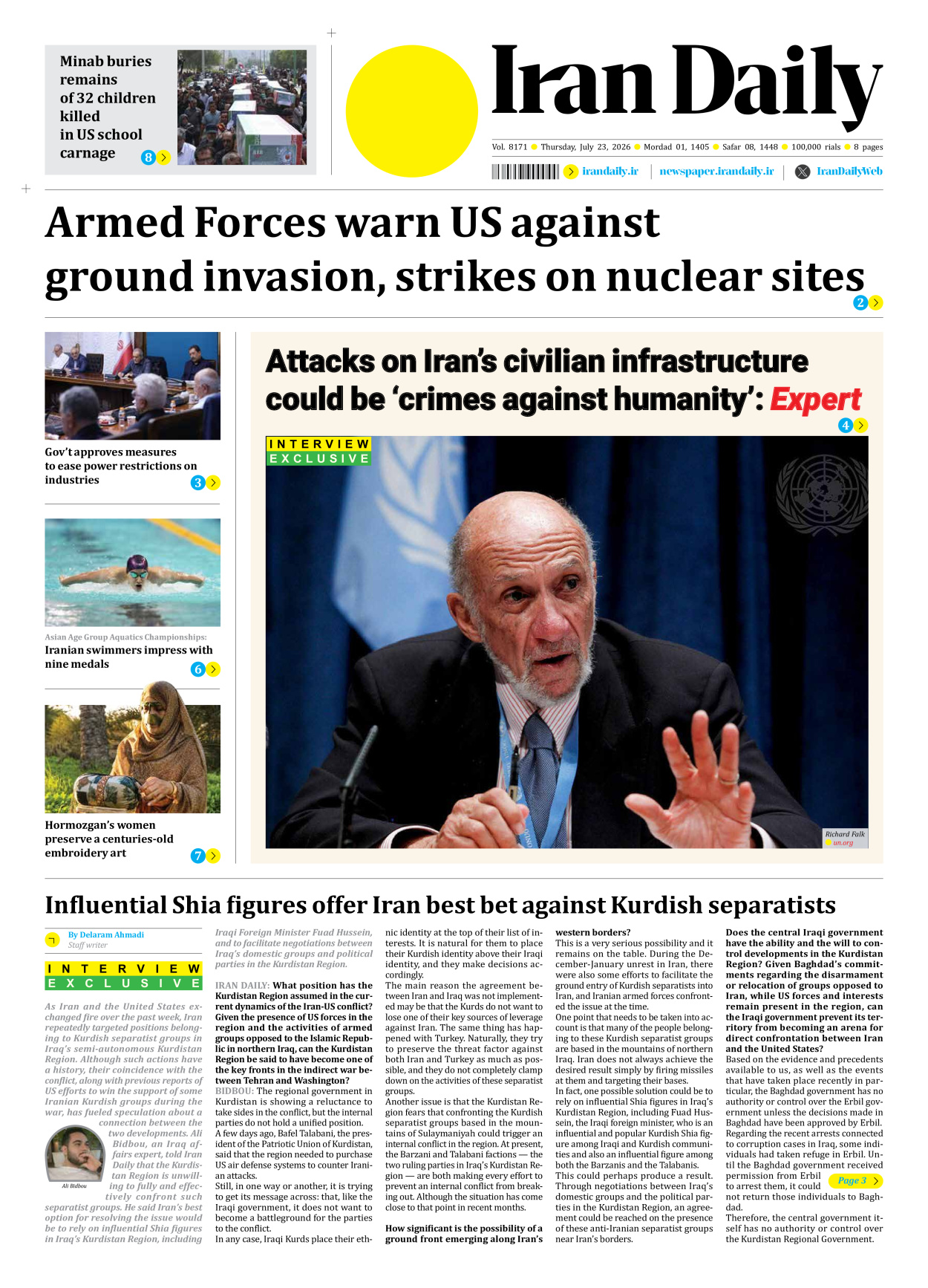 Iran Daily - Number Eight Thousand One Hundred and Seventy One - 23 July 2026