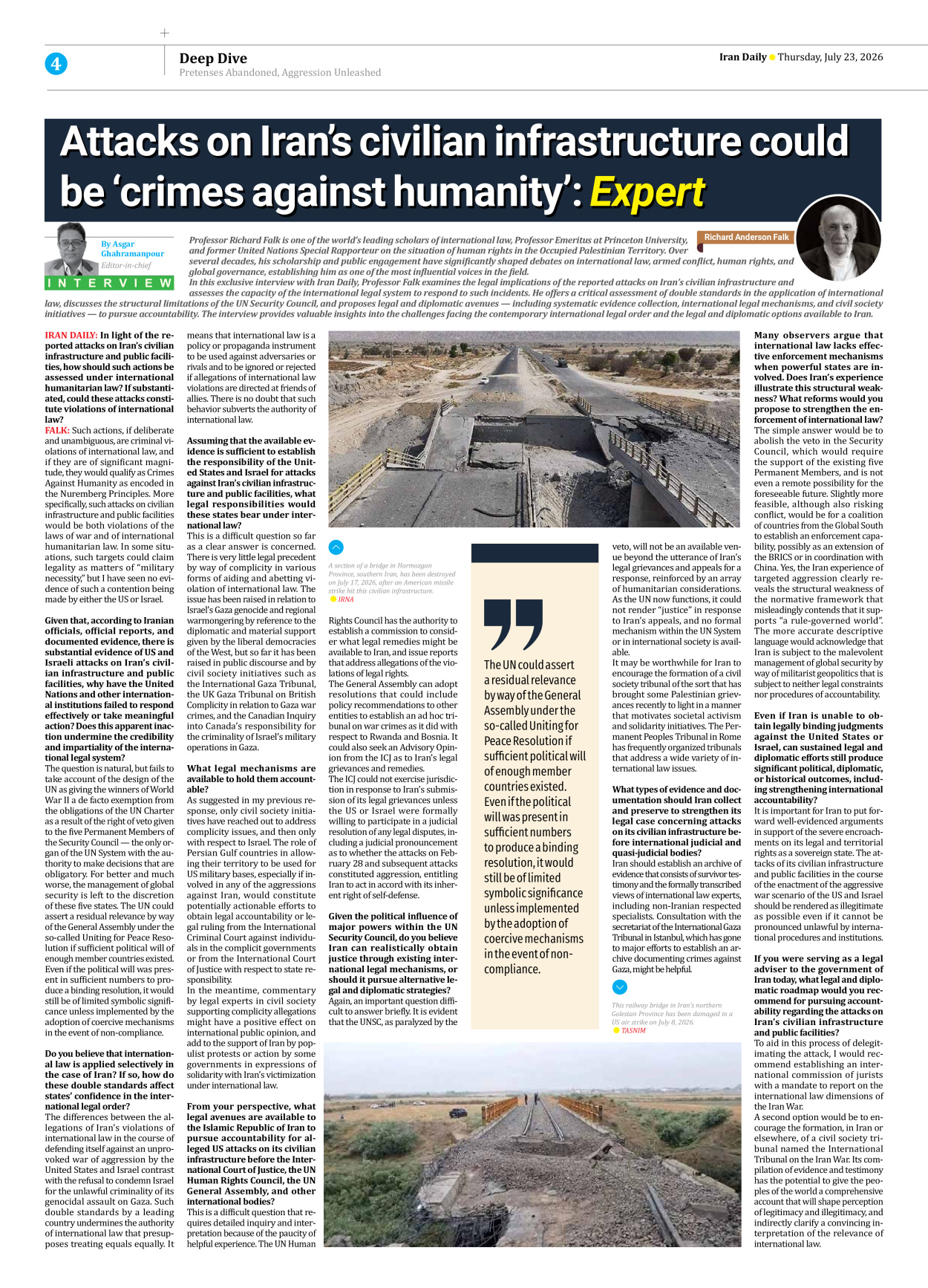Iran Daily - Number Eight Thousand One Hundred and Seventy One - 23 July 2026 - Page 4