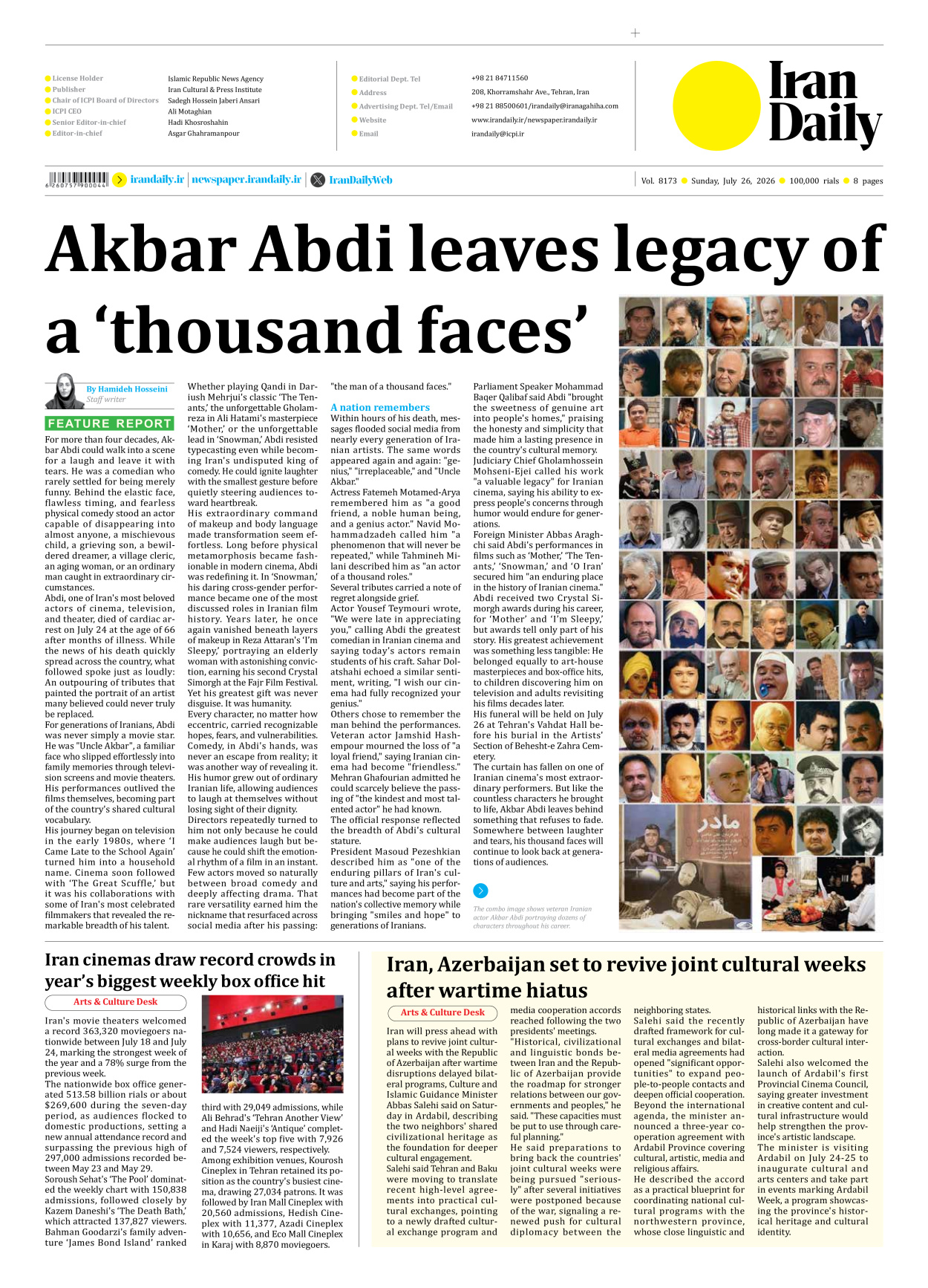 Iran Daily - Number Eight Thousand One Hundred and Seventy Three - 26 July 2026 - Page 8