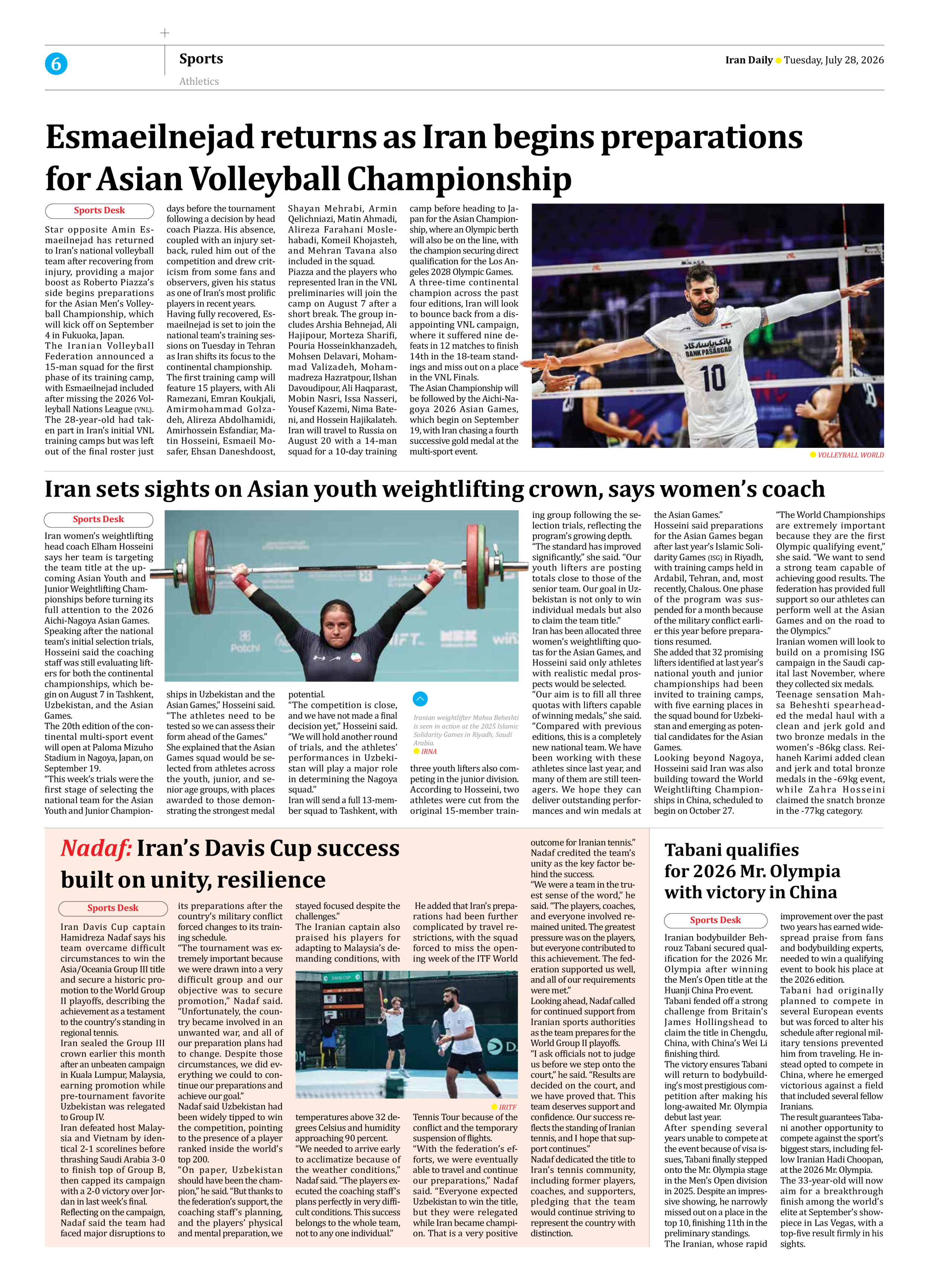 Iran Daily - Number Eight Thousand One Hundred and Seventy Five - 28 July 2026 - Page 6