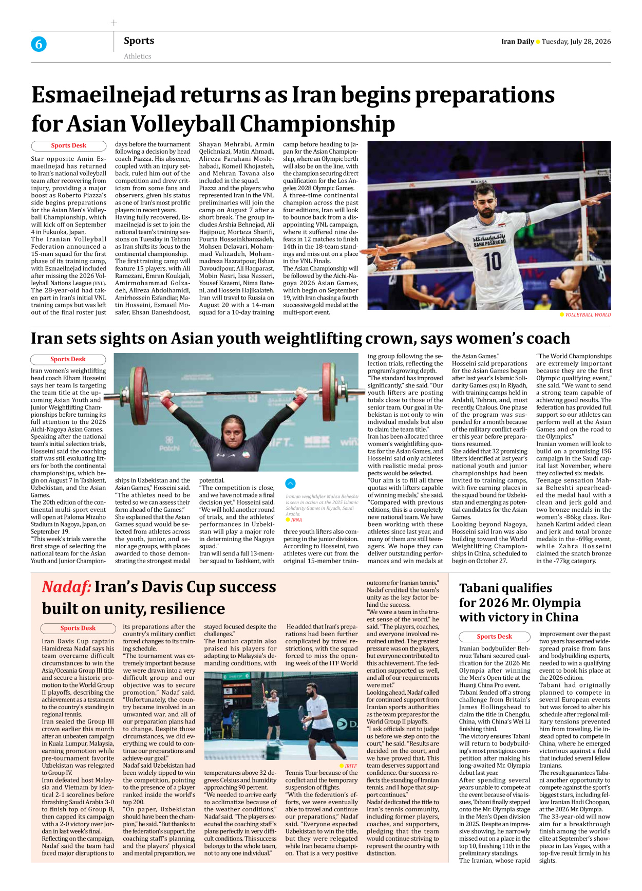 Iran Daily - Number Eight Thousand One Hundred and Seventy Five - 28 July 2026 - Page 6