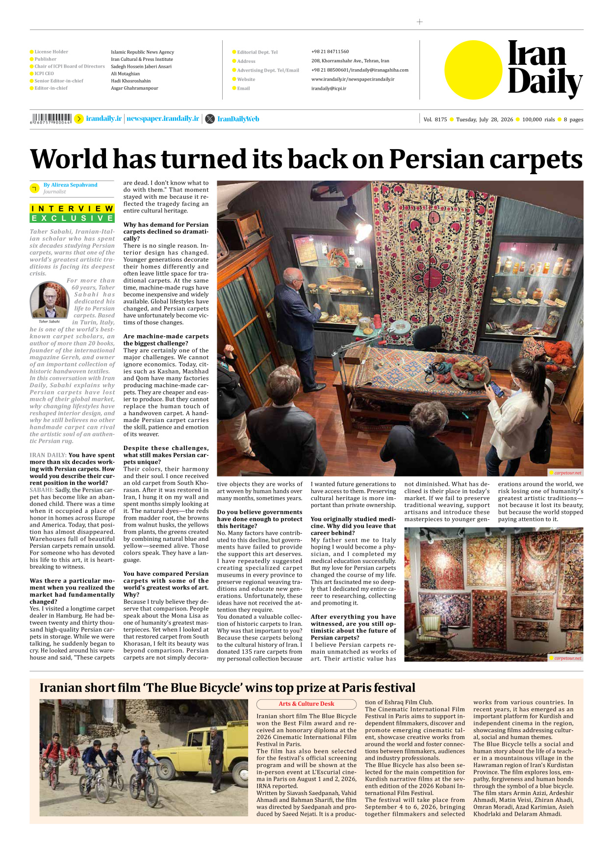 Iran Daily - Number Eight Thousand One Hundred and Seventy Five - 28 July 2026 - Page 8
