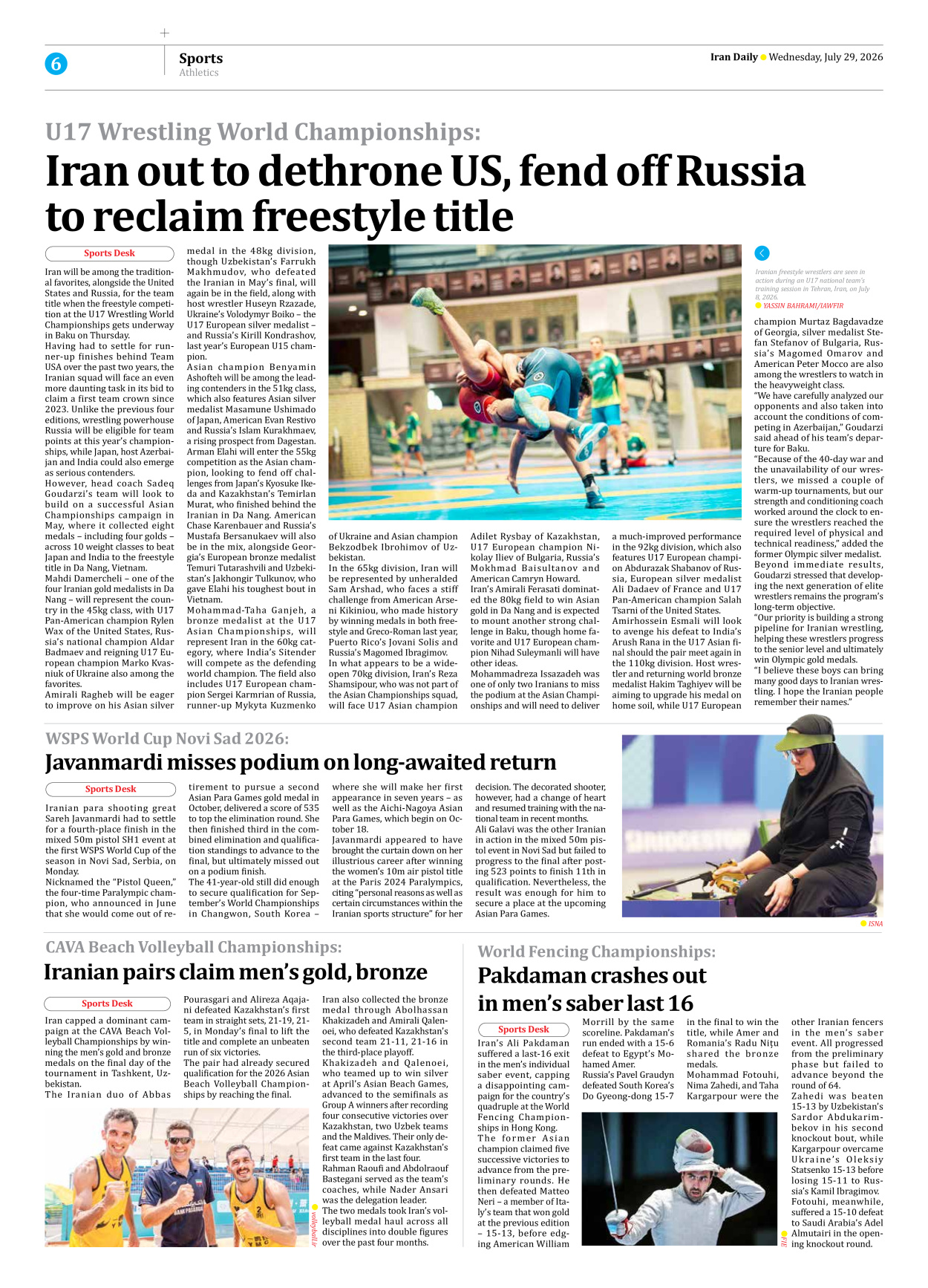 Iran Daily - Number Eight Thousand One Hundred and Seventy Six - 29 July 2026 - Page 6