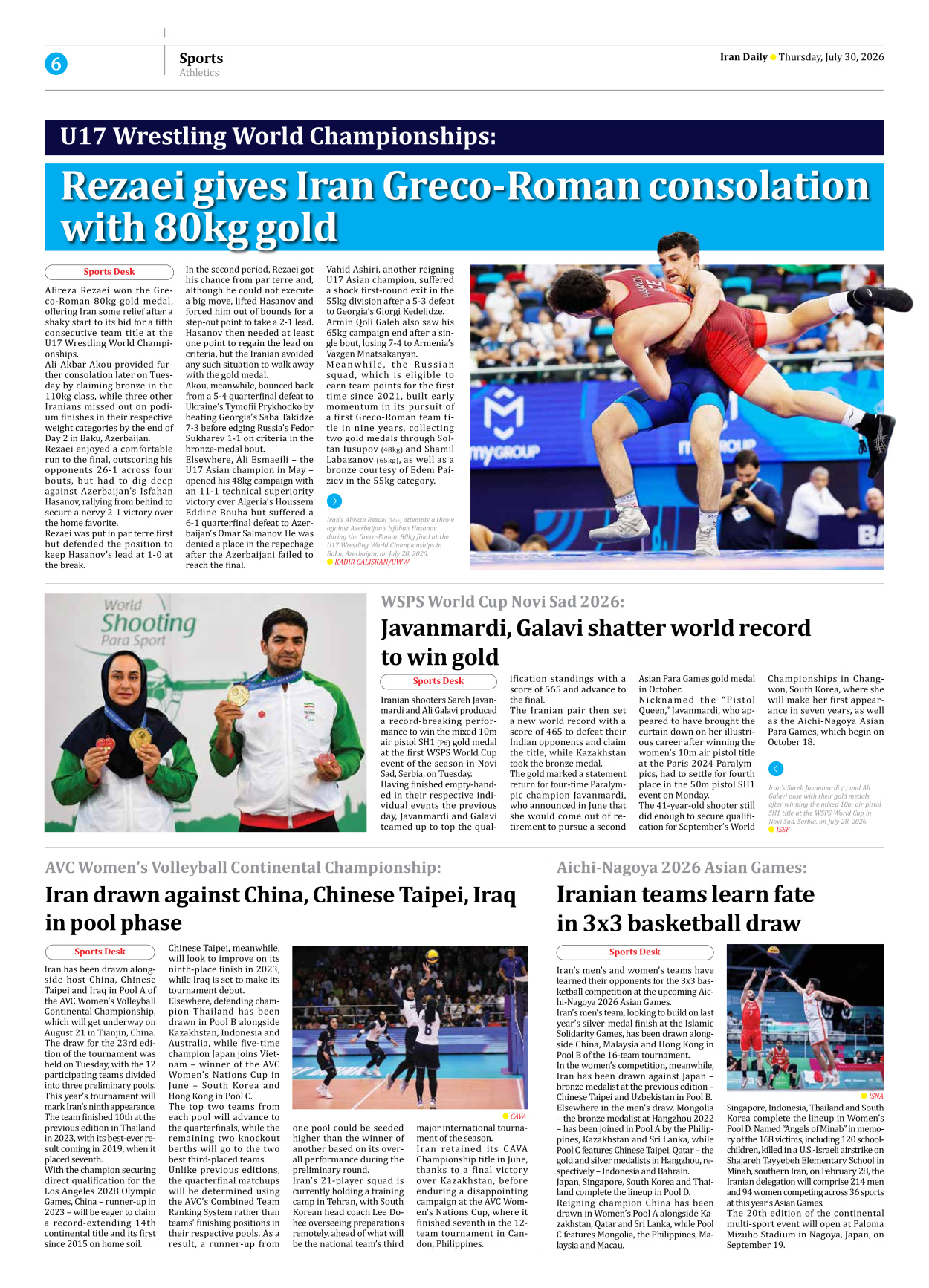 Iran Daily - Number Eight Thousand One Hundred and Seventy Seven - 30 July 2026 - Page 6