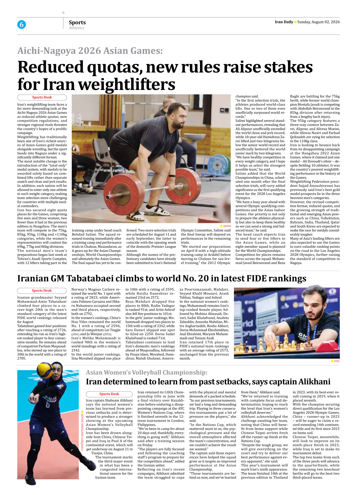 Iran Daily - Number Eight Thousand One Hundred and Seventy Nine - 02 August 2026 - Page 6