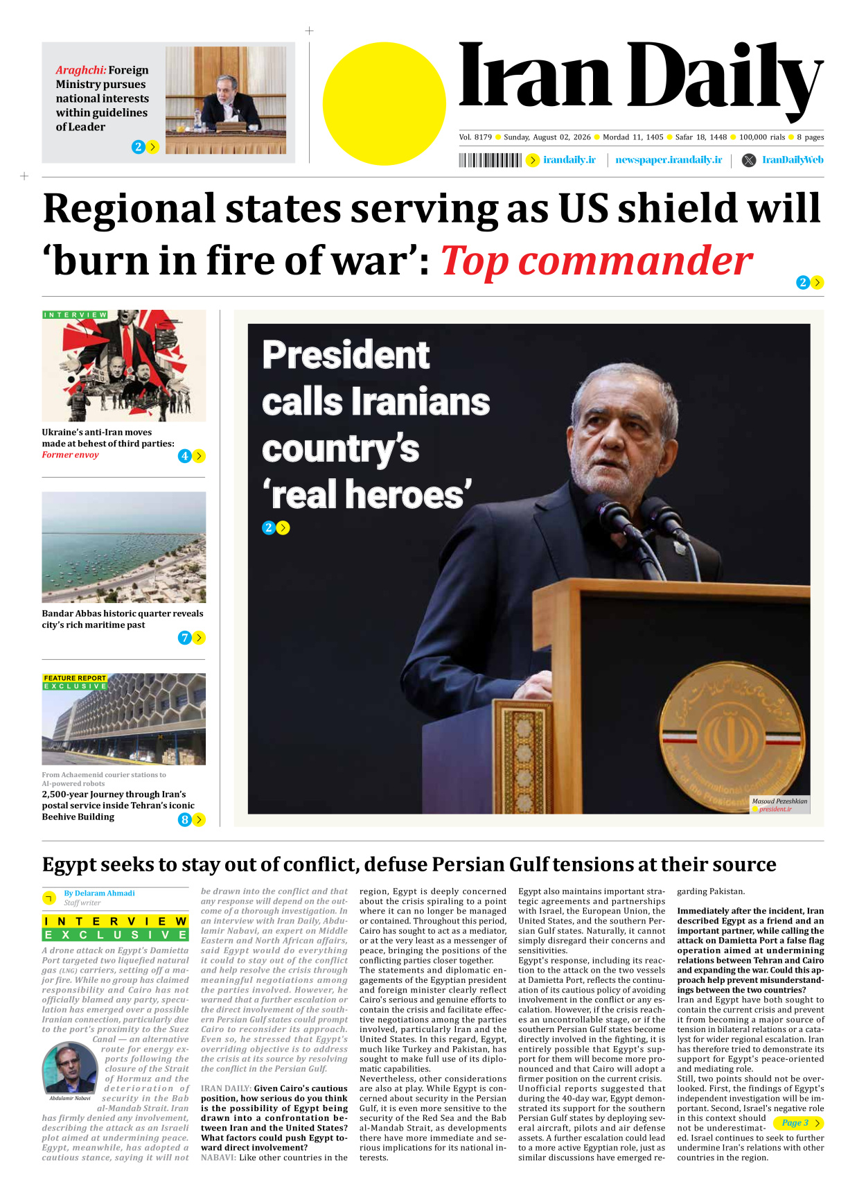 Iran Daily - Number Eight Thousand One Hundred and Seventy Nine - 02 August 2026
