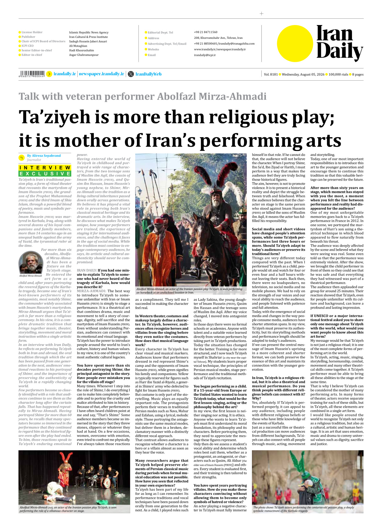 Iran Daily - Number Eight Thousand One Hundred and Eighty One - 05 August 2026 - Page 8