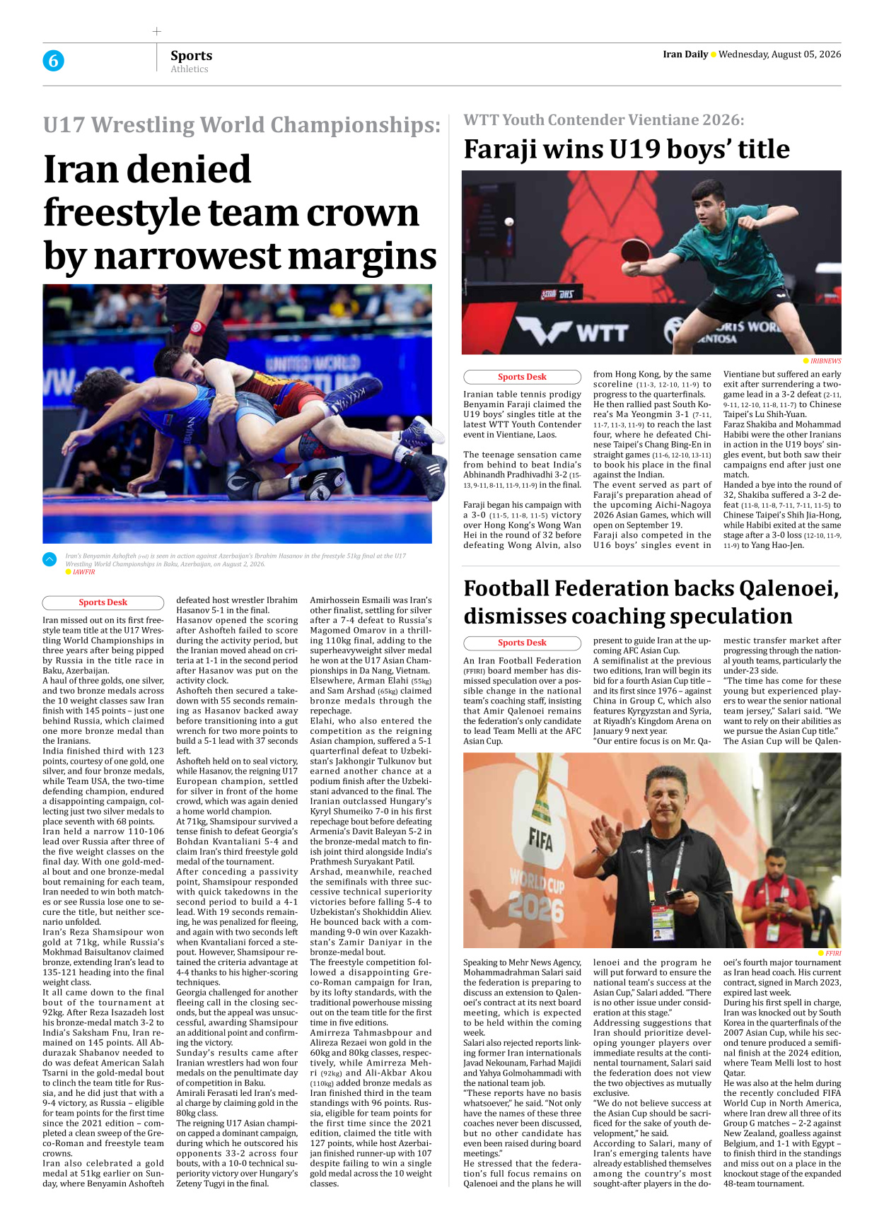 Iran Daily - Number Eight Thousand One Hundred and Eighty One - 05 August 2026 - Page 6