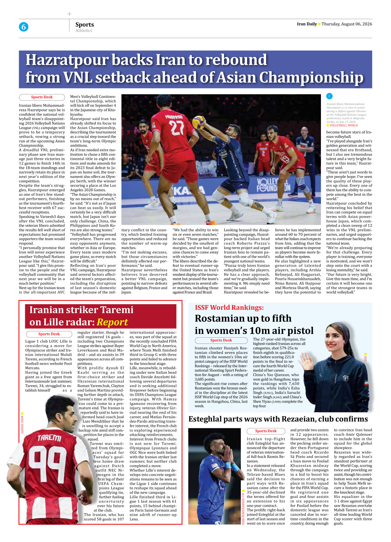 Iran Daily - Number Eight Thousand One Hundred and Eighty Two - 06 August 2026 - Page 6