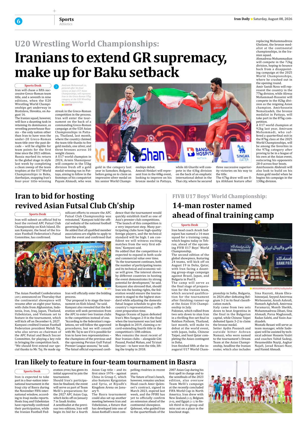 Iran Daily - Number Eight Thousand One Hundred and Eighty Three - 08 August 2026 - Page 6