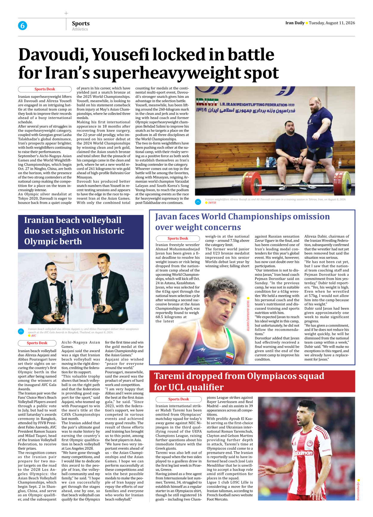 Iran Daily - Number Eight Thousand One Hundred and Eighty Six - 11 August 2026 - Page 6