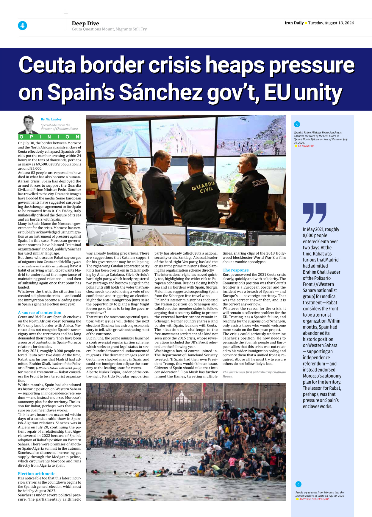 Iran Daily - Number Eight Thousand One Hundred and Ninety - 18 August 2026 - Page 4