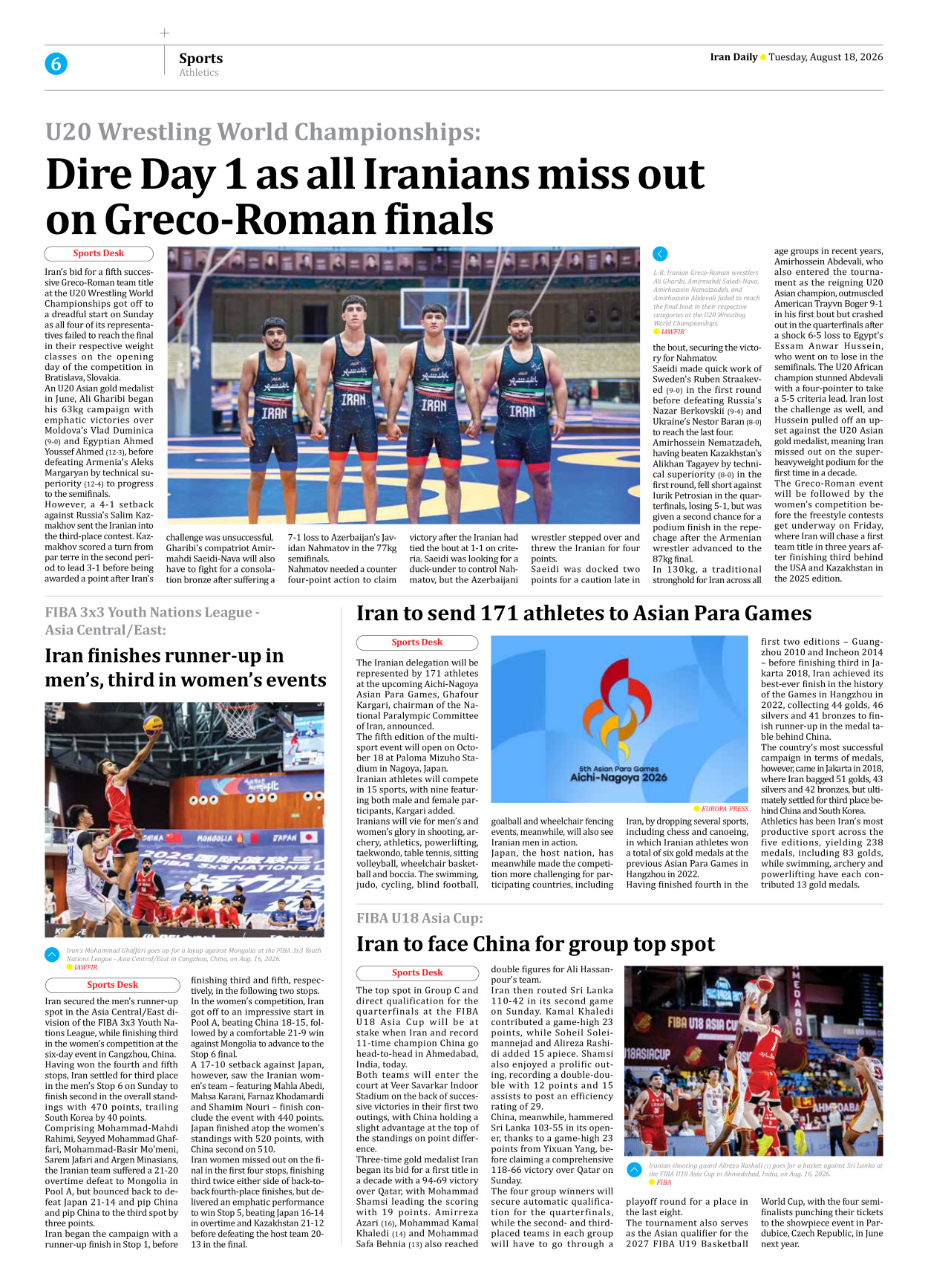 Iran Daily - Number Eight Thousand One Hundred and Ninety - 18 August 2026 - Page 6