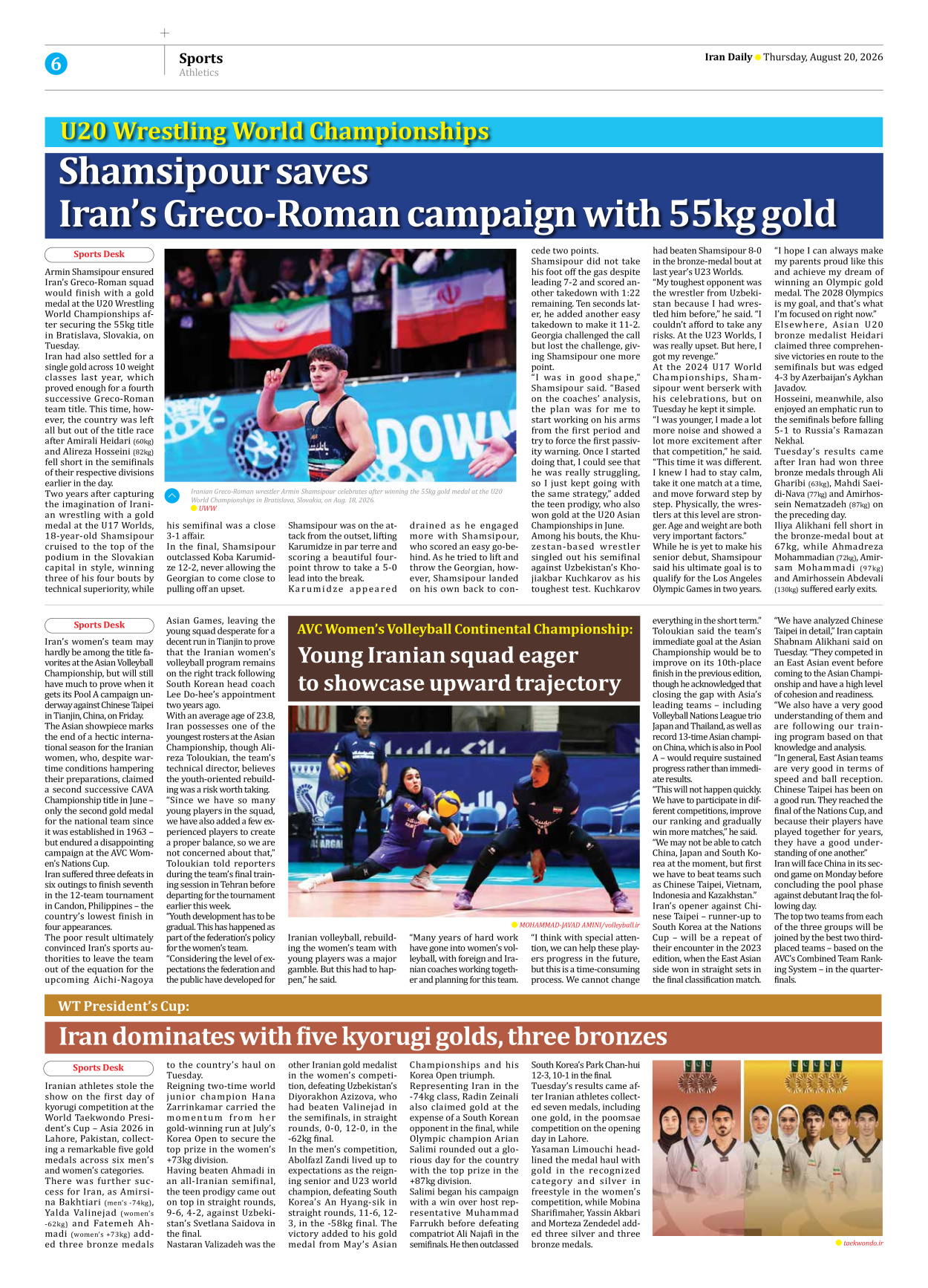 Iran Daily - Number Eight Thousand One Hundred and Ninety Two - 20 August 2026 - Page 6