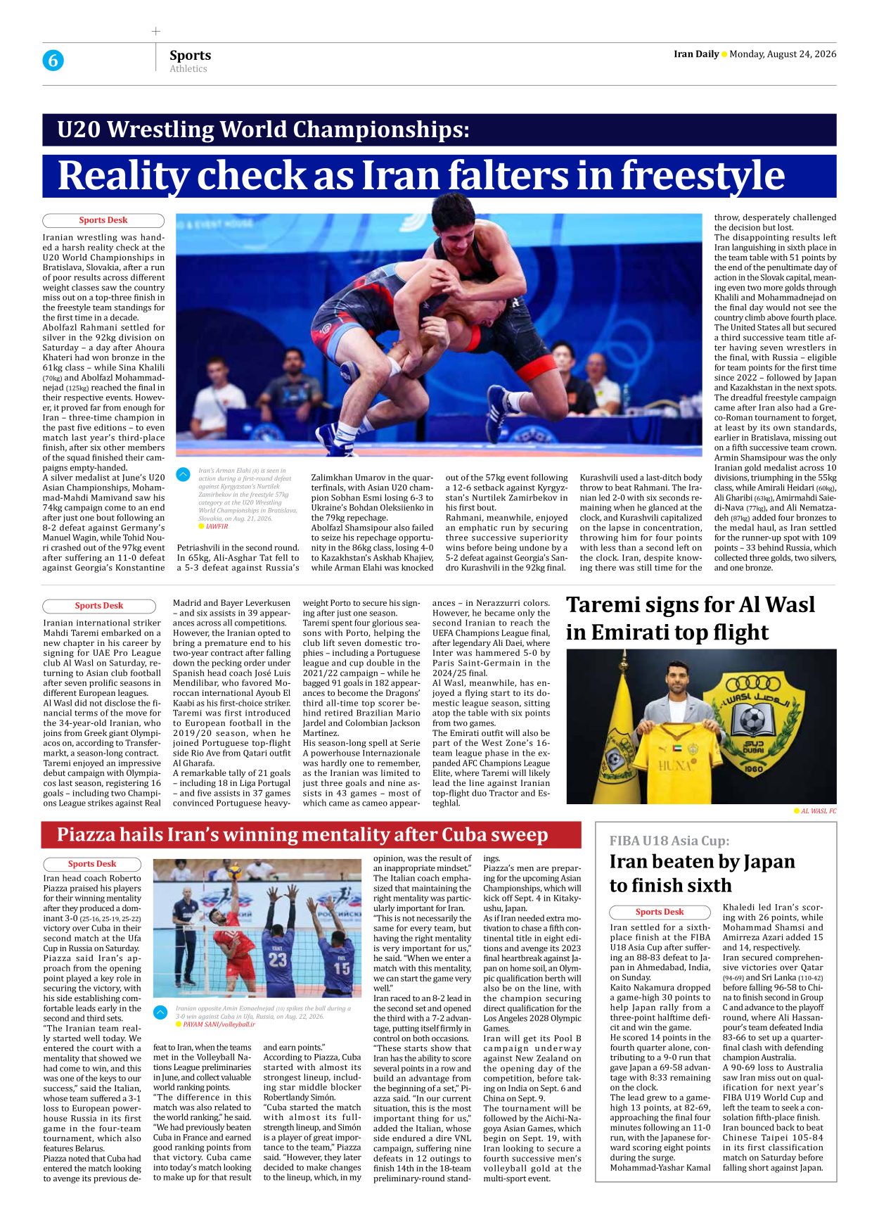 Iran Daily - Number Eight Thousand One Hundred and Ninety Five - 24 August 2026 - Page 6