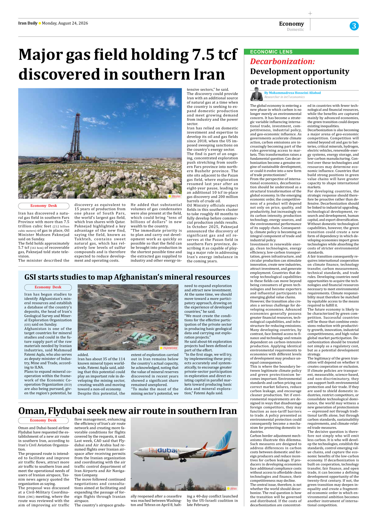 Iran Daily - Number Eight Thousand One Hundred and Ninety Five - 24 August 2026 - Page 3