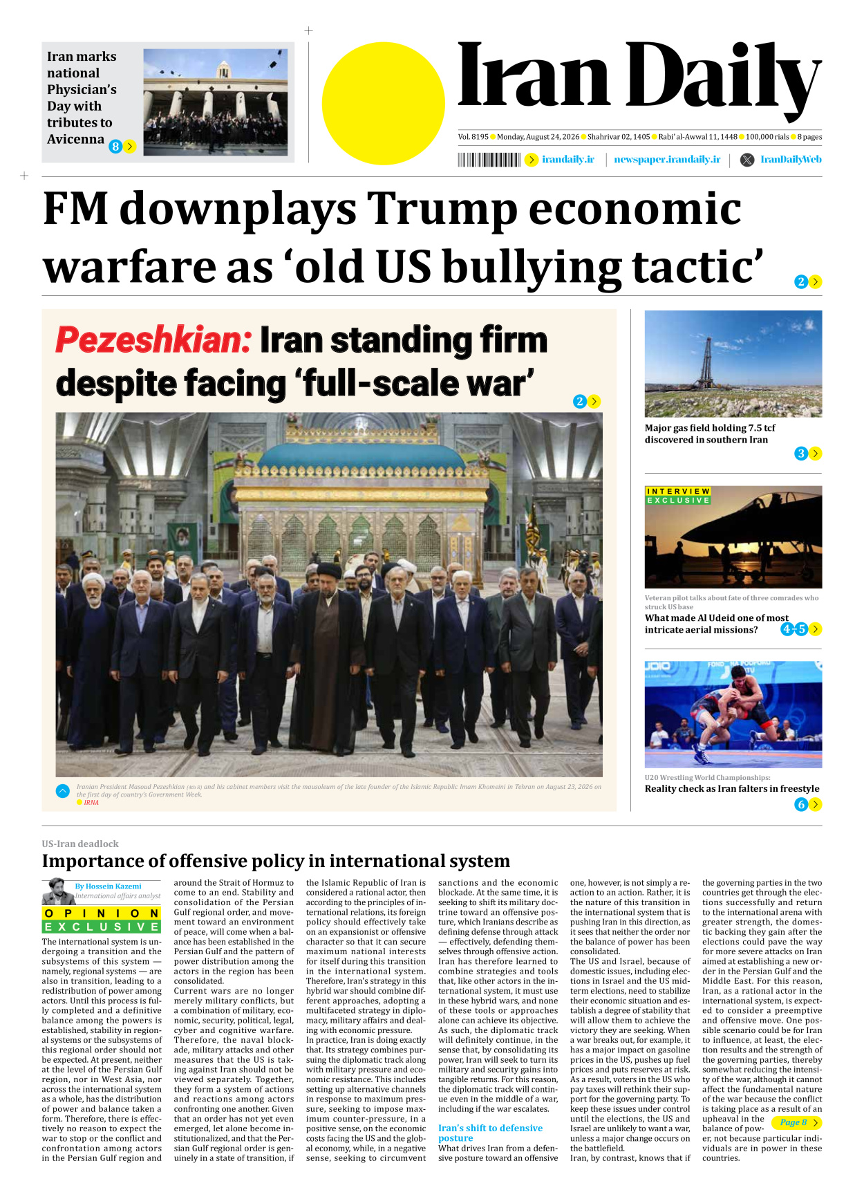 Iran Daily - Number Eight Thousand One Hundred and Ninety Five - 24 August 2026