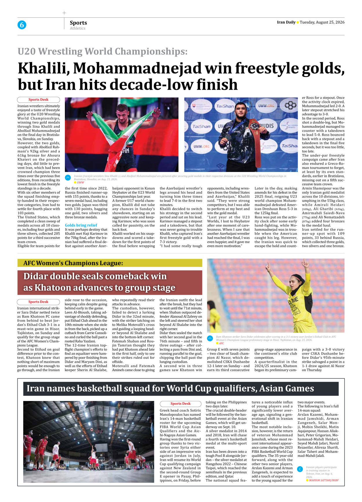 Iran Daily - Number Eight Thousand One Hundred and Ninety Six - 25 August 2026 - Page 6