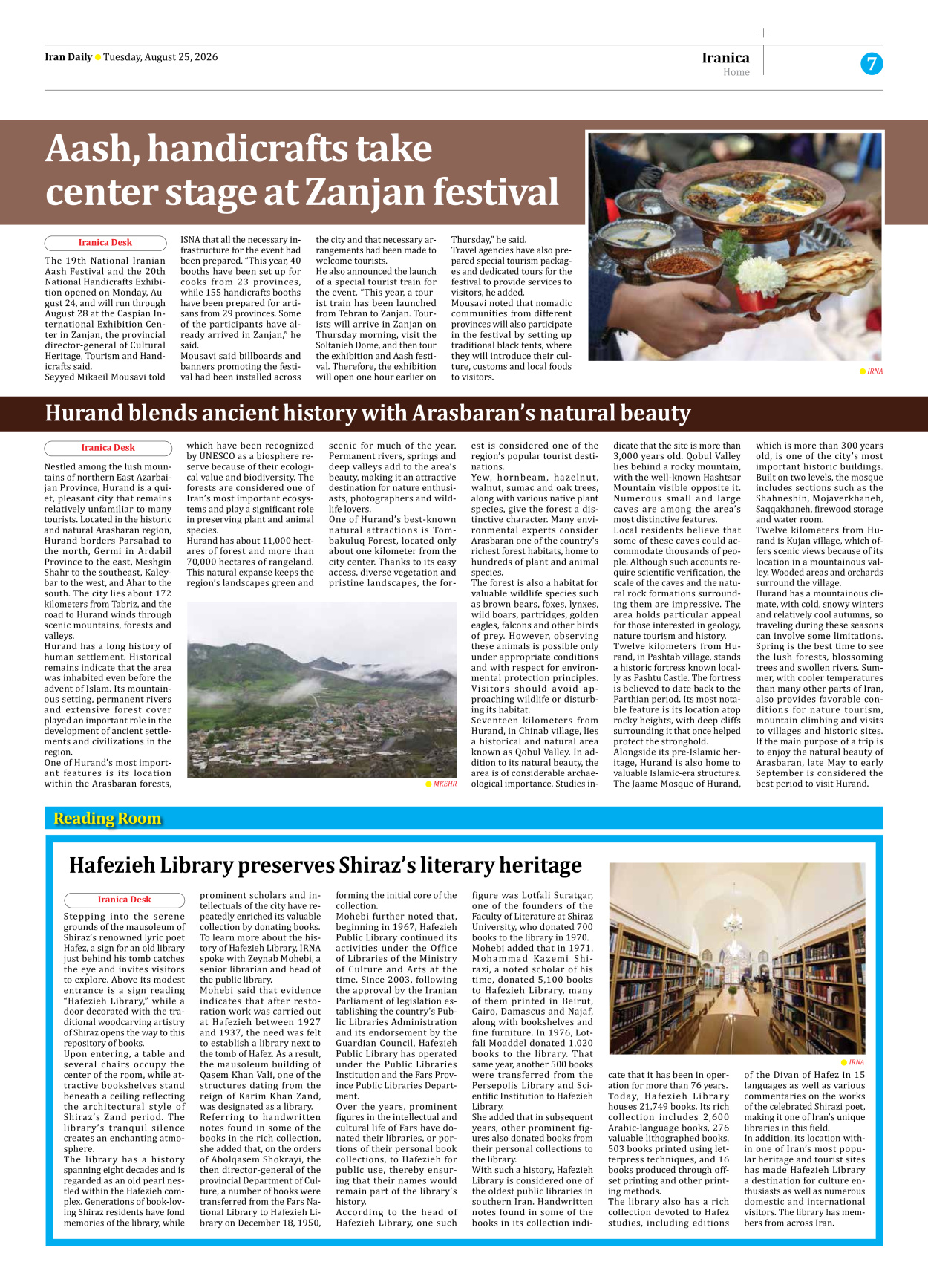 Iran Daily - Number Eight Thousand One Hundred and Ninety Six - 25 August 2026 - Page 7
