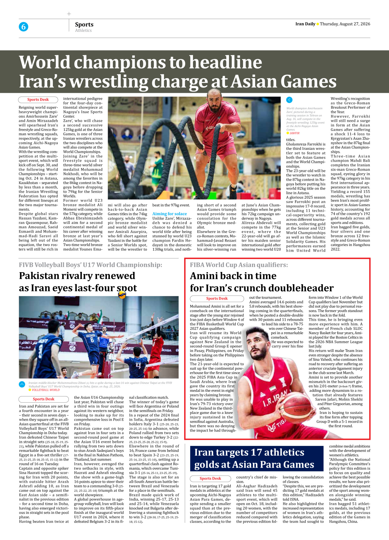 Iran Daily - Number Eight Thousand One Hundred and Ninety Eight - 27 August 2026 - Page 6