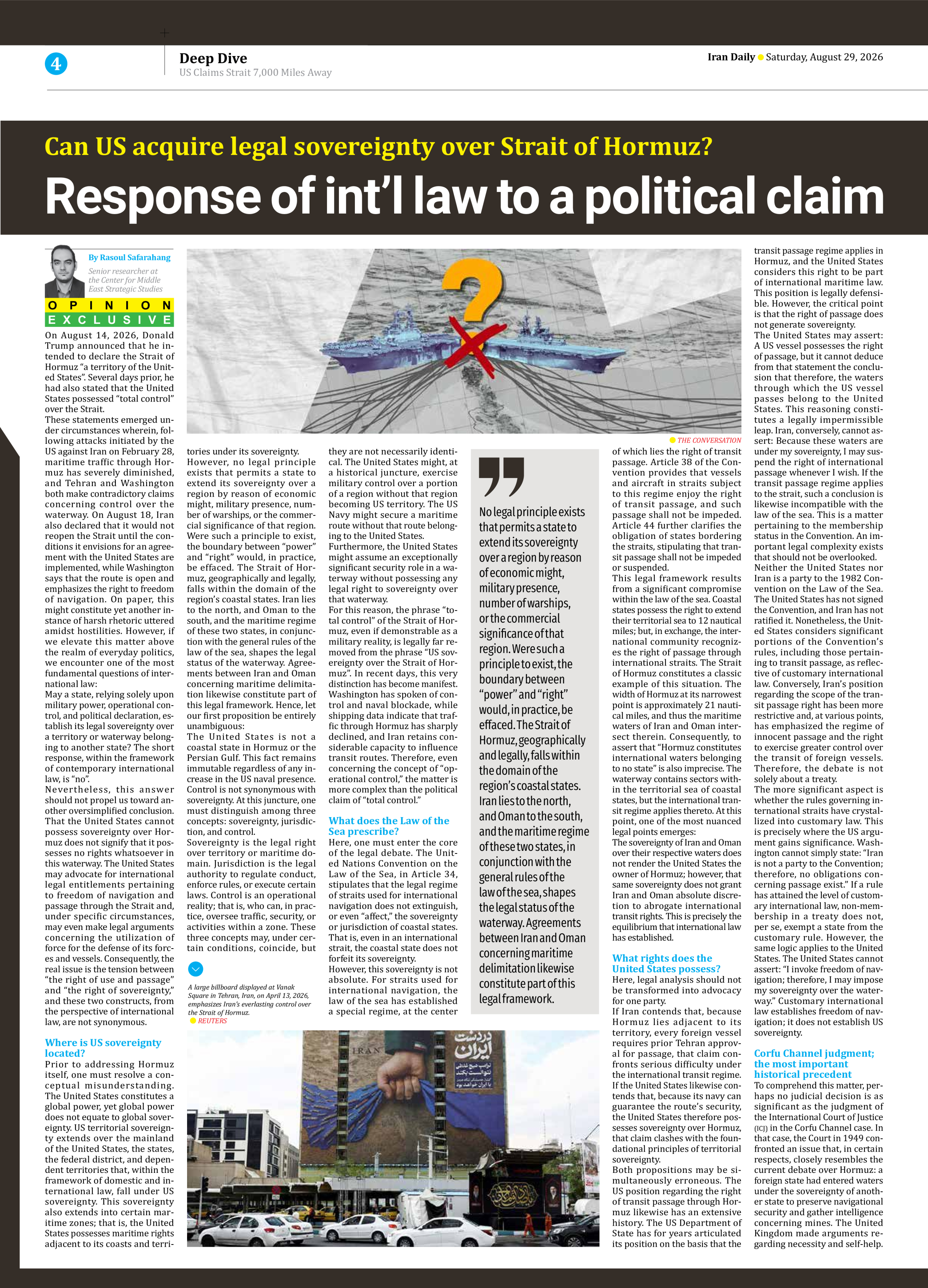 Iran Daily - Number Eight Thousand One Hundred and Ninety Nine - 29 August 2026 - Page 4
