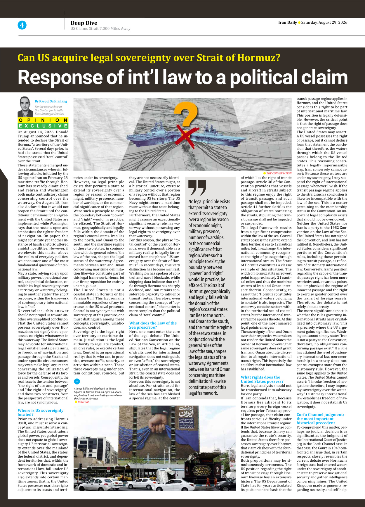 Iran Daily - Number Eight Thousand One Hundred and Ninety Nine - 29 August 2026 - Page 4