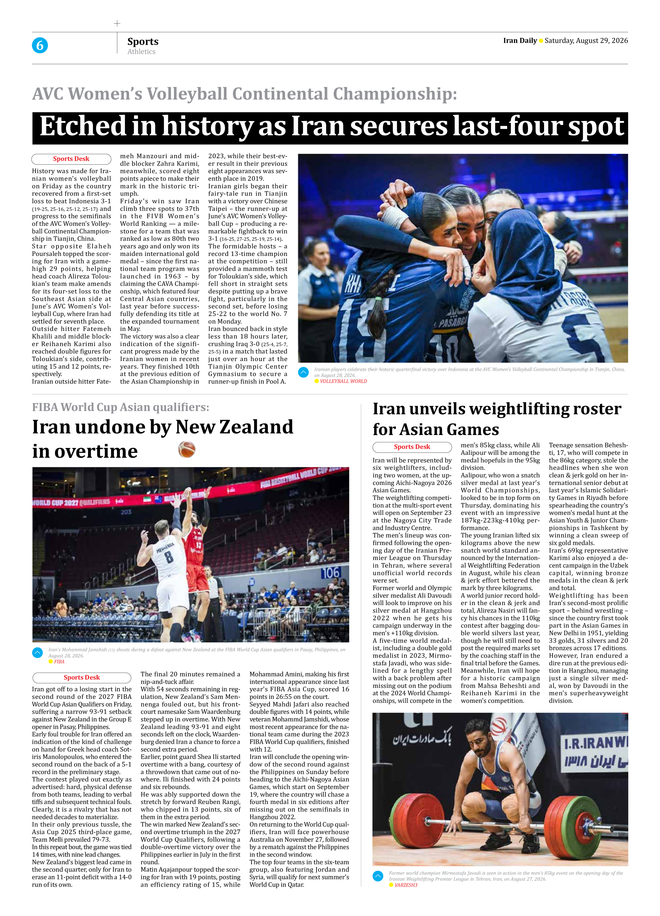 Iran Daily - Number Eight Thousand One Hundred and Ninety Nine - 29 August 2026 - Page 6