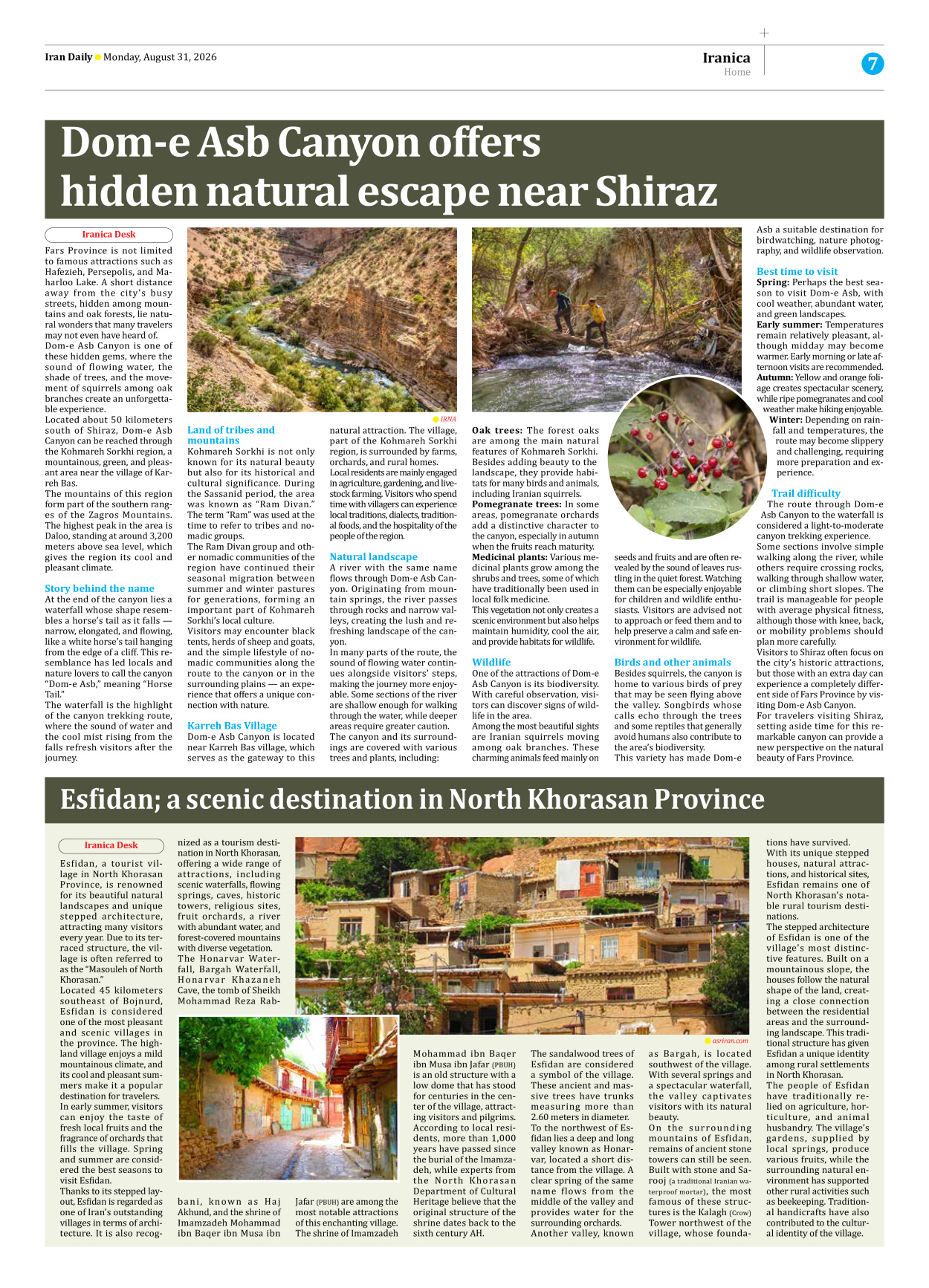 Iran Daily - Number Eight Thousand Two Hundred - 31 August 2026 - Page 7