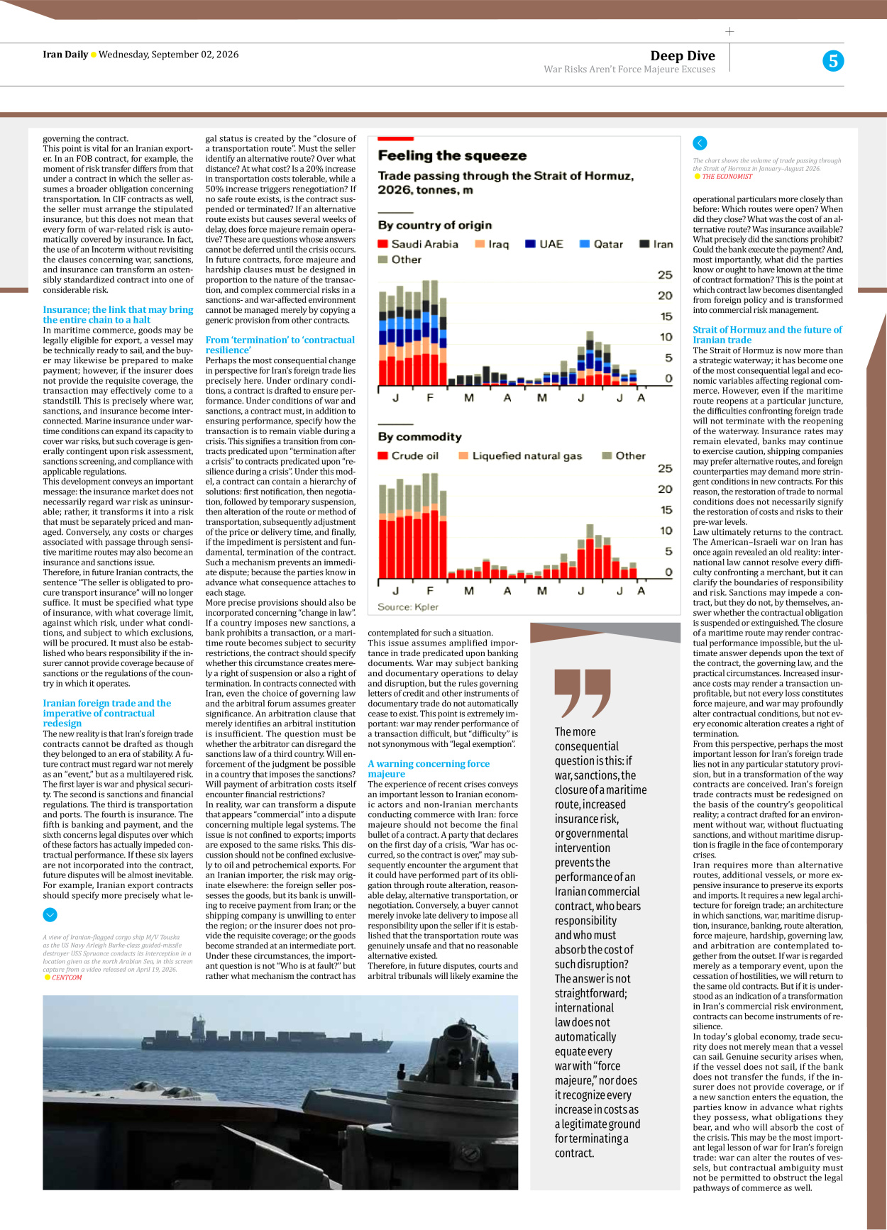 Iran Daily - Number Eight Thousand Two Hundred and Two - 02 September 2026 - Page 5