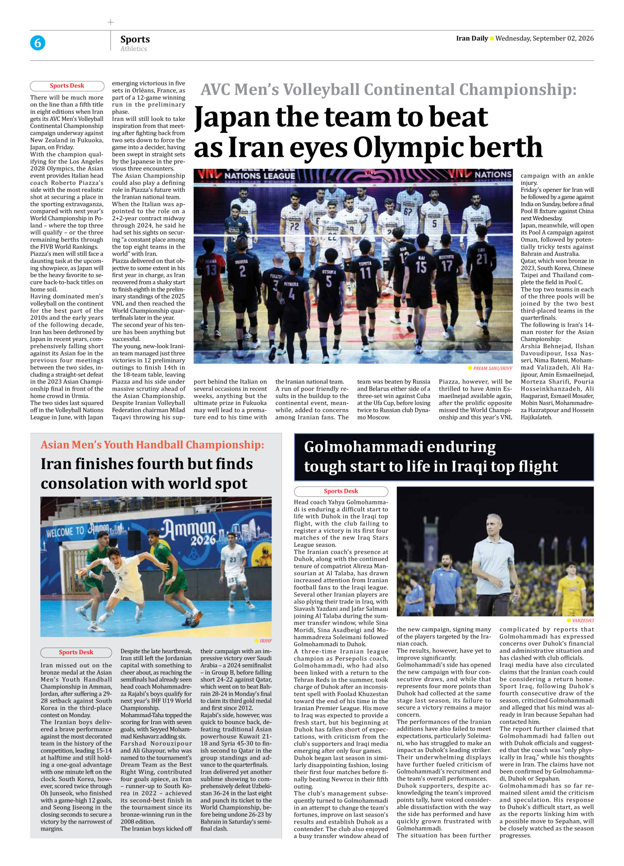 Iran Daily - Number Eight Thousand Two Hundred and Two - 02 September 2026 - Page 6