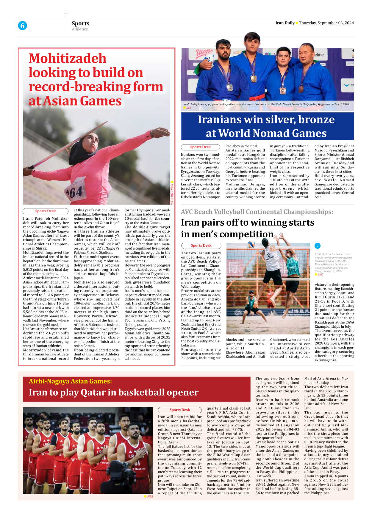 Iran Daily - Number Eight Thousand Two Hundred and Three - 03 September 2026 - Page 6