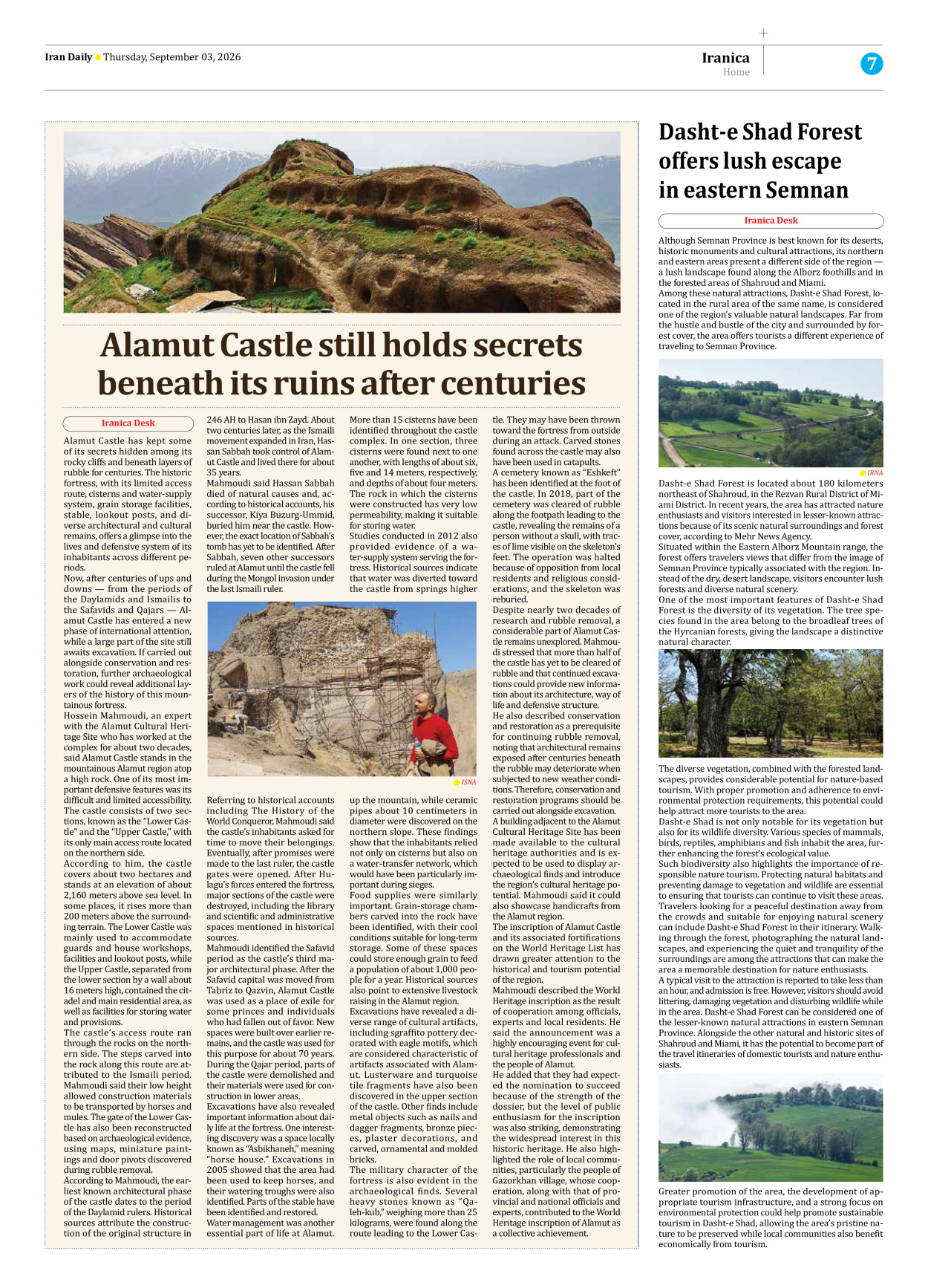 Iran Daily - Number Eight Thousand Two Hundred and Three - 03 September 2026 - Page 7