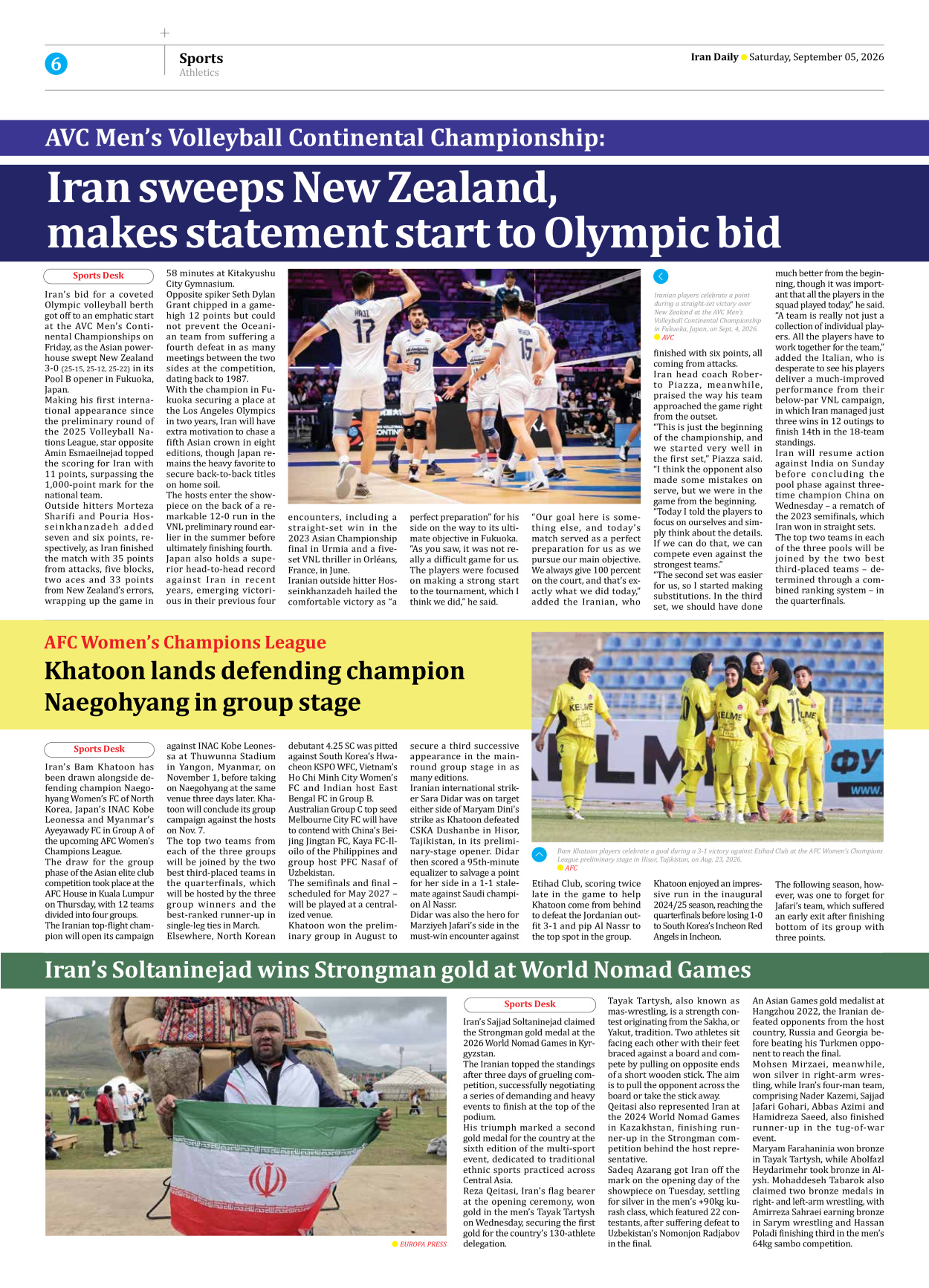 Iran Daily - Number Eight Thousand Two Hundred and Four - 05 September 2026 - Page 6