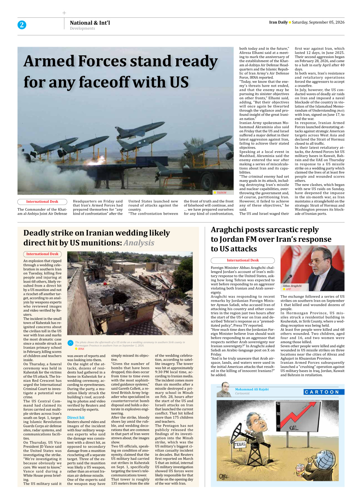 Iran Daily - Number Eight Thousand Two Hundred and Four - 05 September 2026 - Page 2