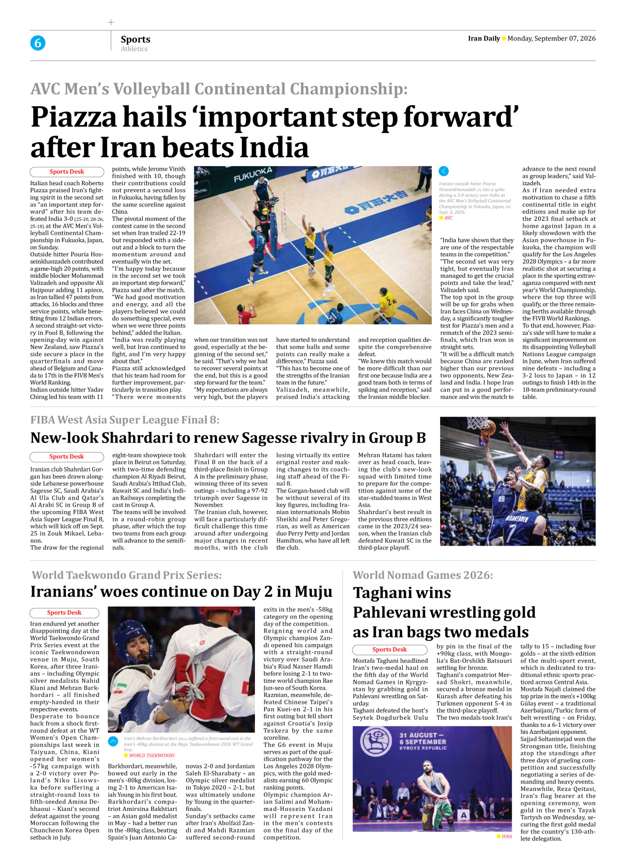 Iran Daily - Number Eight Thousand Two Hundred and Six - 07 September 2026 - Page 6