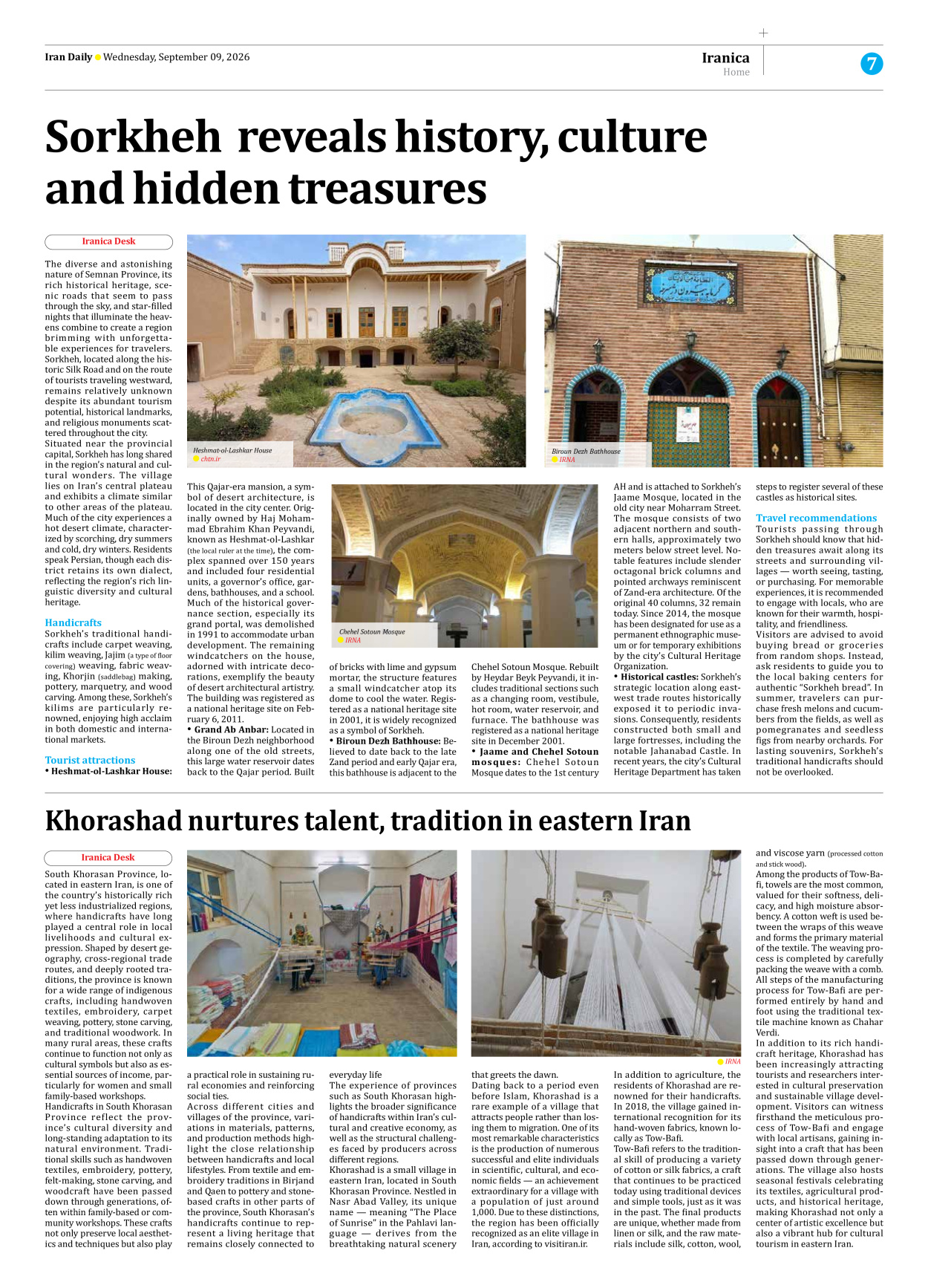 Iran Daily - Number Eight Thousand Two Hundred and Eight - 09 September 2026 - Page 7