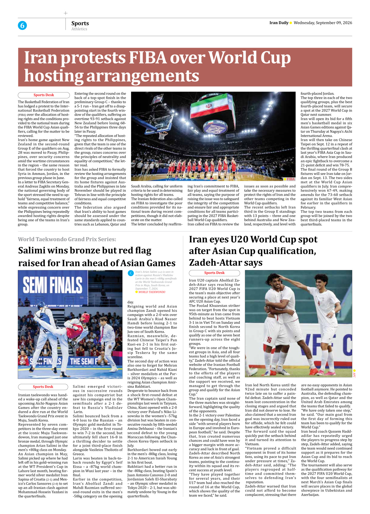 Iran Daily - Number Eight Thousand Two Hundred and Eight - 09 September 2026 - Page 6