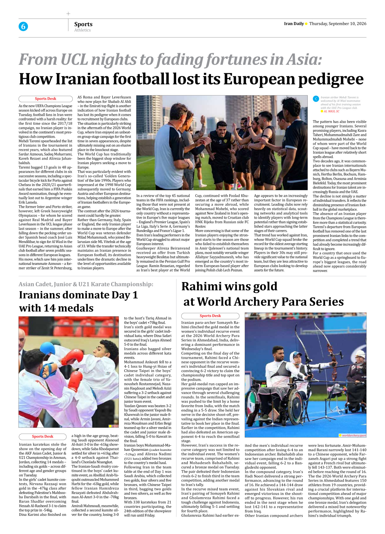 Iran Daily - Number Eight Thousand Two Hundred and Nine - 10 September 2026 - Page 6