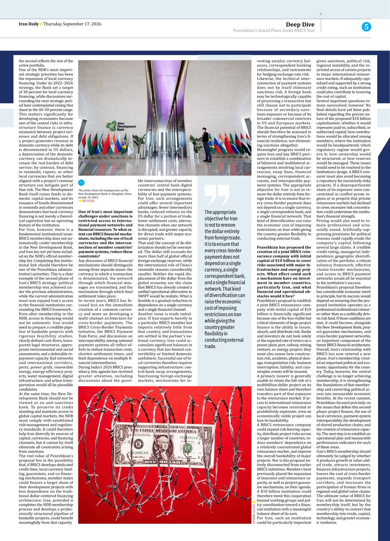 Iran Daily - Number Eight Thousand Two Hundred and Fifteen - 17 September 2026 - Page 5