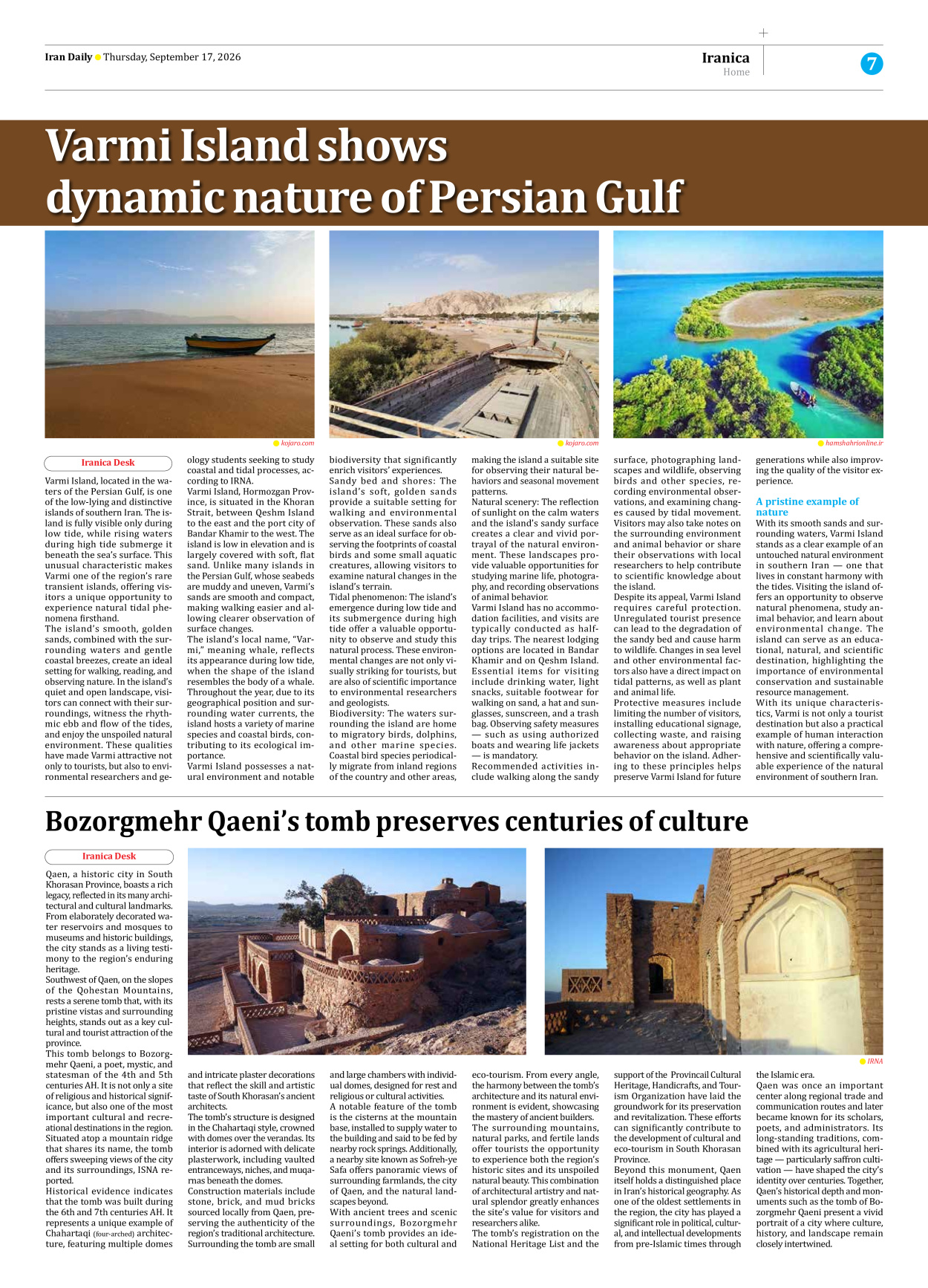 Iran Daily - Number Eight Thousand Two Hundred and Fifteen - 17 September 2026 - Page 7