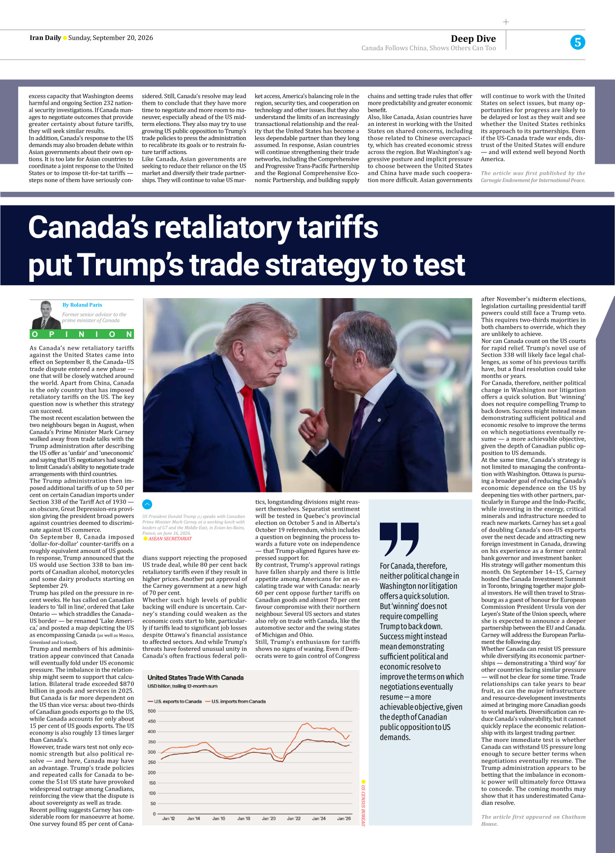 Iran Daily - Number Eight Thousand Two Hundred and Seventeen - 20 September 2026 - Page 5
