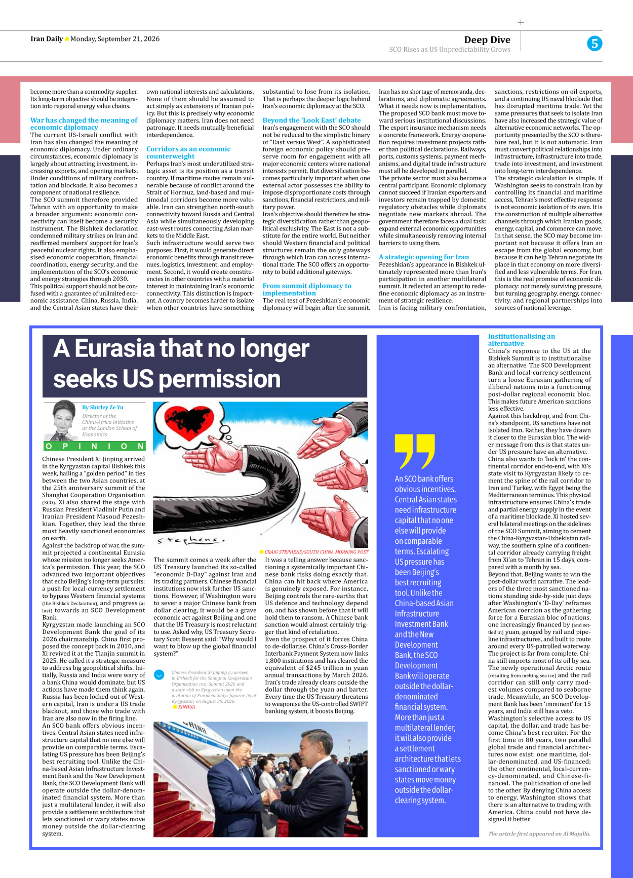 Iran Daily - Number Eight Thousand Two Hundred and Eighteen - 21 September 2026 - Page 5